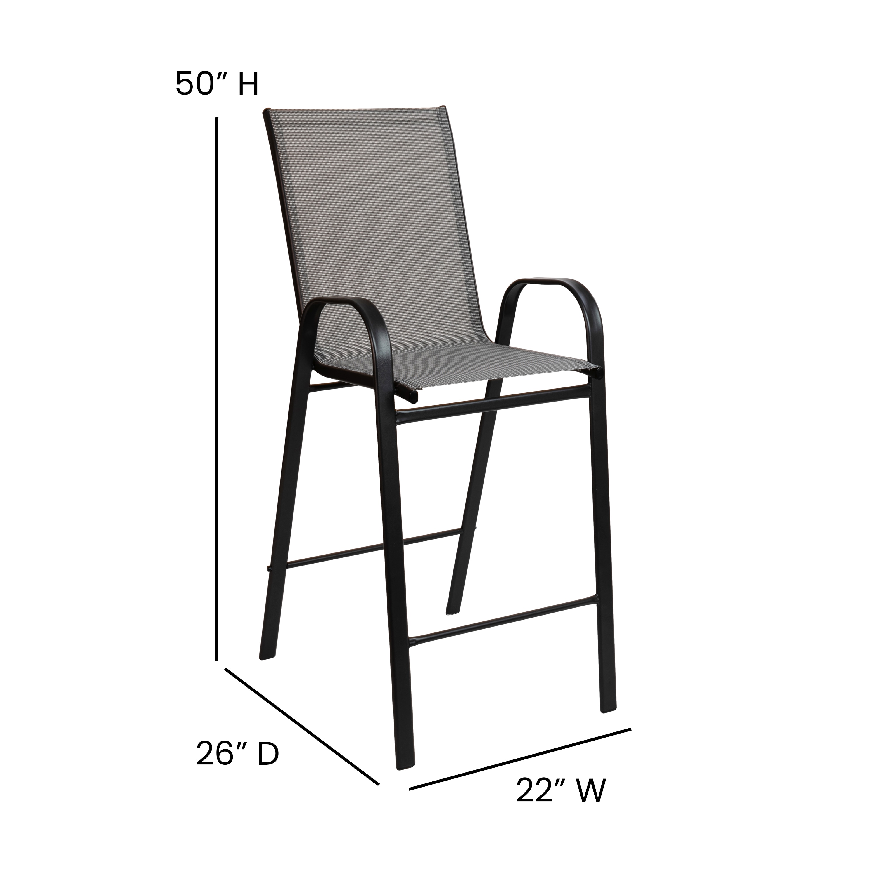 Gray 4-Person Steel and Glass Outdoor Bistro Set