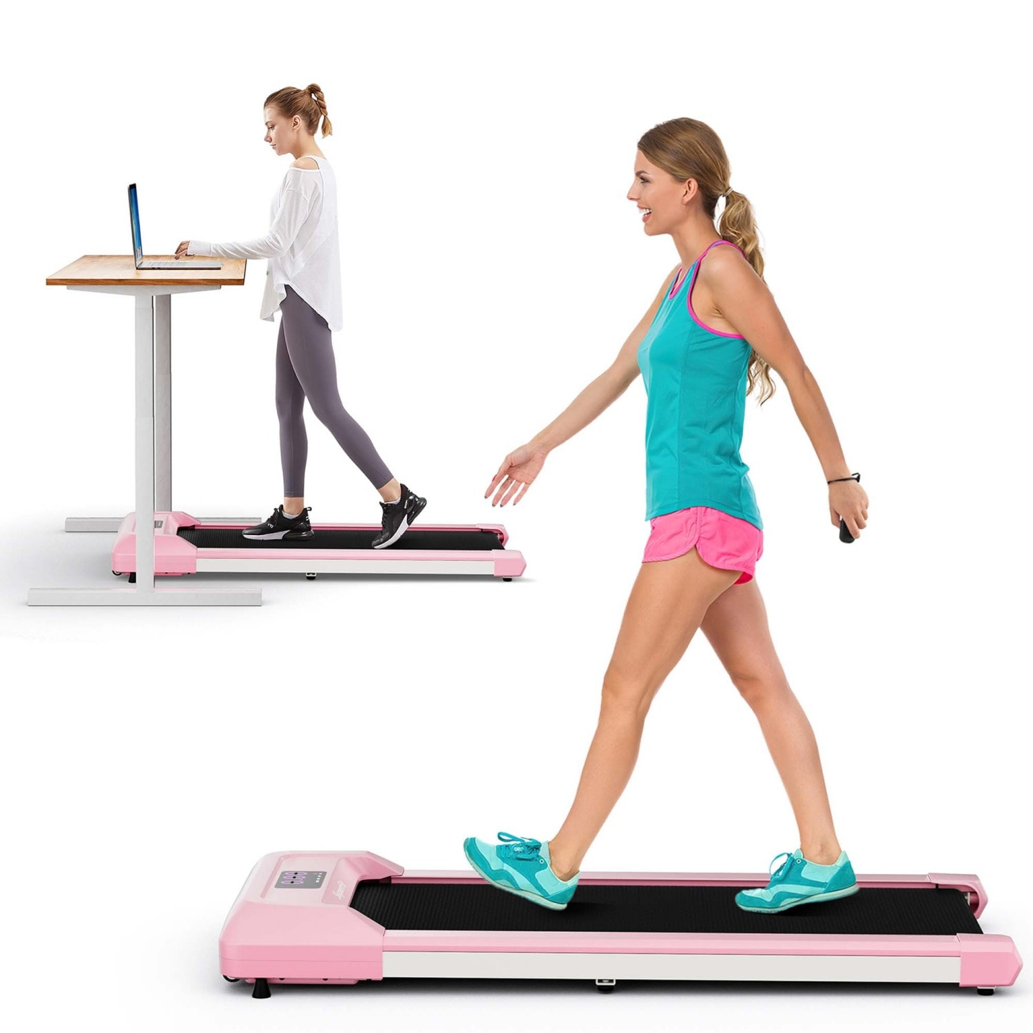 Costway SP38076US-PI SuperFit 0.6-3.8MPH Walking Pad Under Desk Treadmill with Remote Control and LED Display Pink