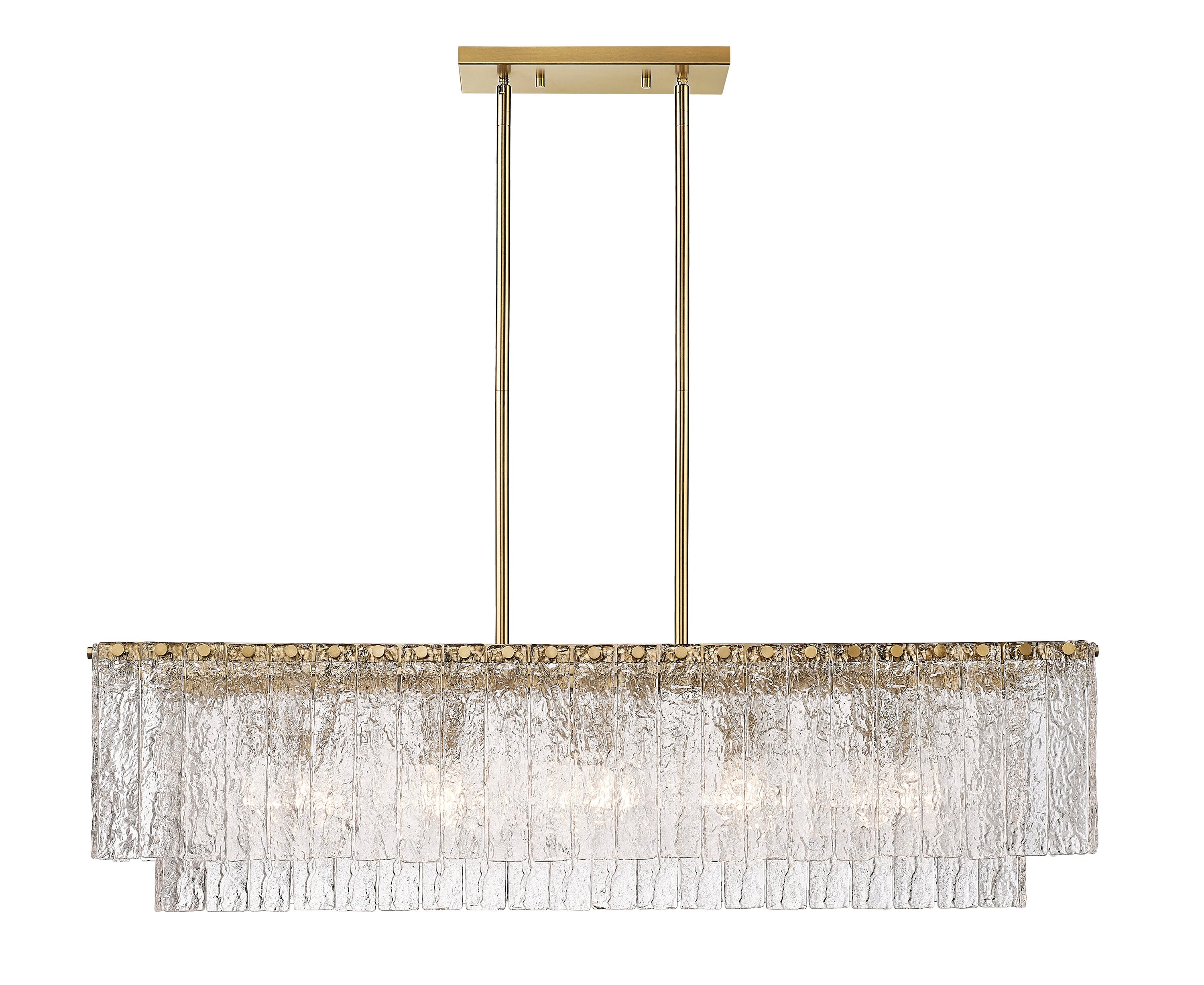 Modern Gold and Glass 5-Light Linear Chandelier