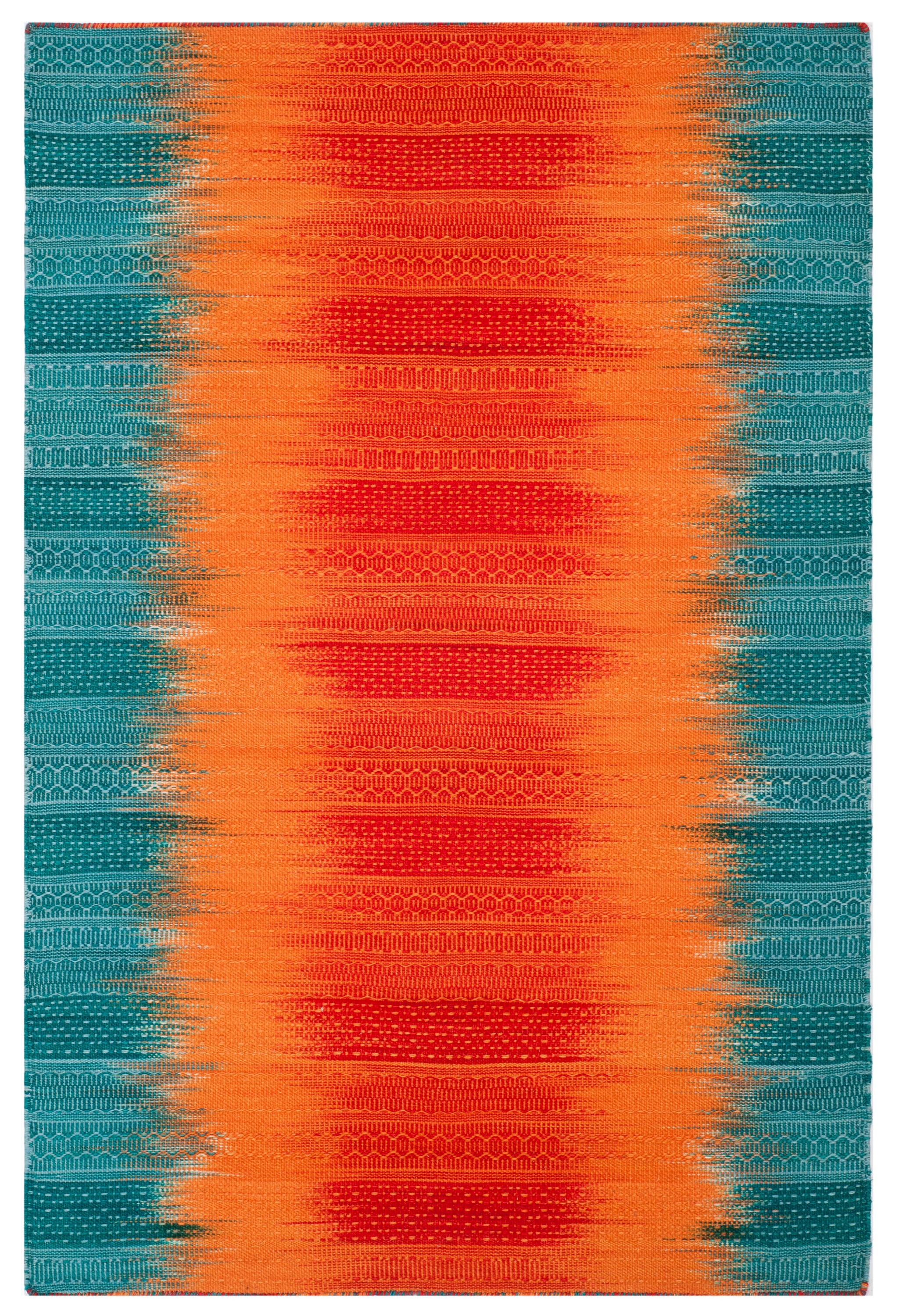 Safavieh KLM821A-4 Kilim Naima 4 x 6 (ft) Wool Teal/Red Rectangular Indoor Abstract Bohemian/Eclectic Area rug