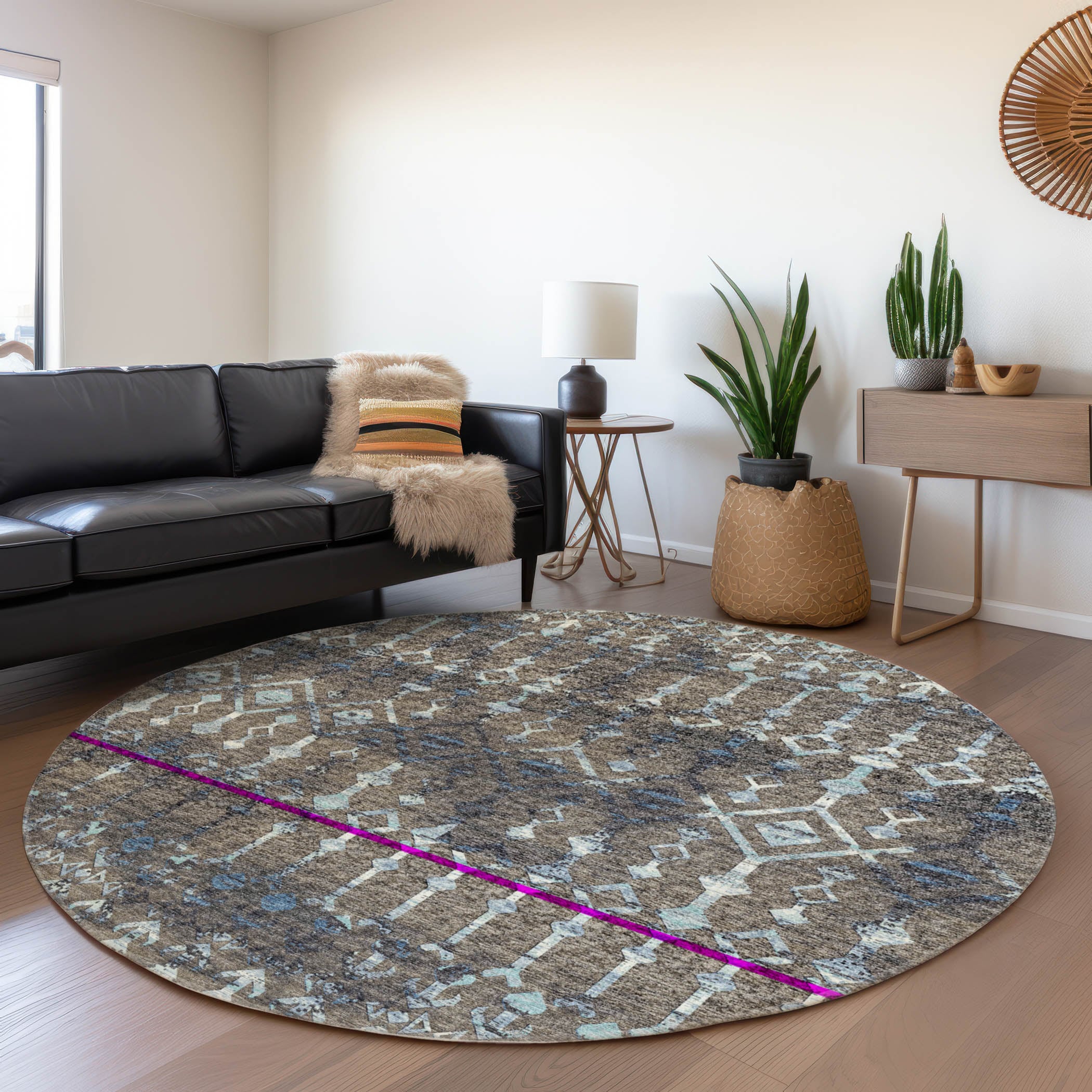 Addison Rugs AMF79MI8RO Mayfield AMF79MI 8 x 8 (ft) Loomed Polyester Mink Round Indoor Abstract Machine washable Area rug