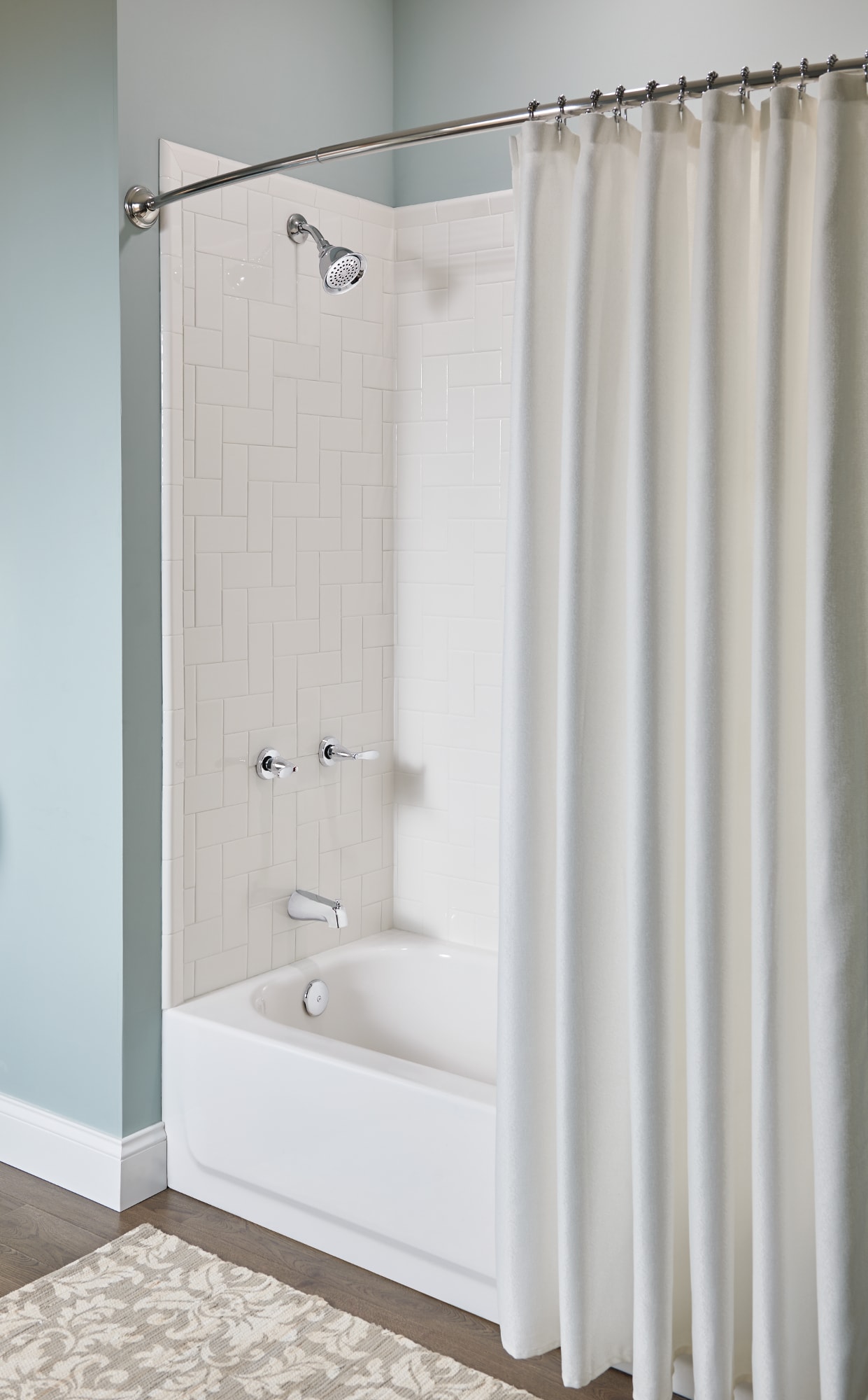 Chrome 2-Handle Wall Mounted Tub and Shower Faucet