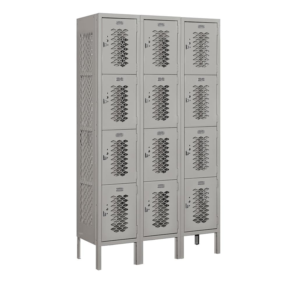 SALSBURY INDUSTRIES 74352GY-U 74000 Series 12" Wide Four Tier Vented Metal Locker 36-Inches W x 66-Inches H x 12-Inches D Steel Full Storage Lockers