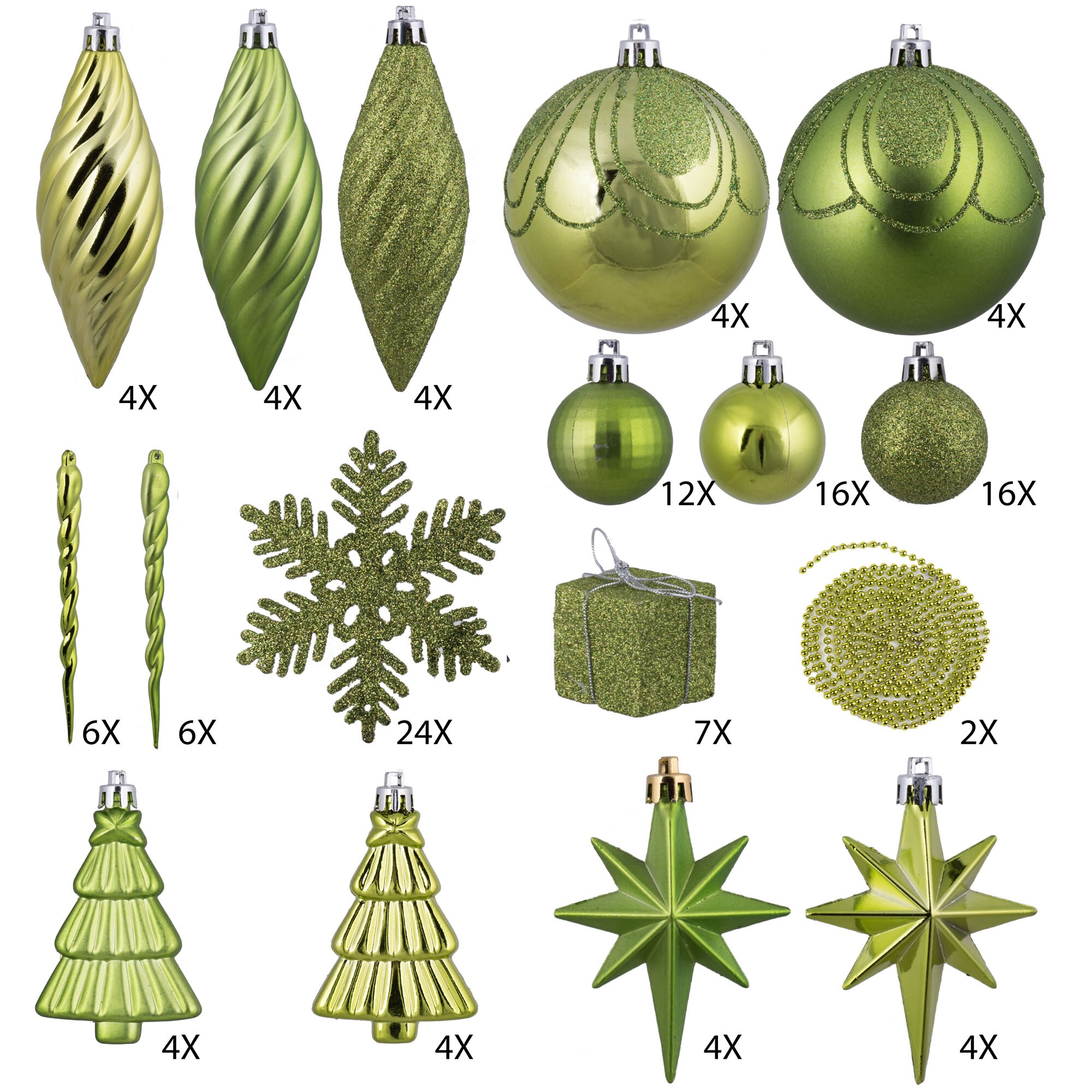 Vickerman N512513 125-Pack Green Standard Indoor Ornament Shatterproof