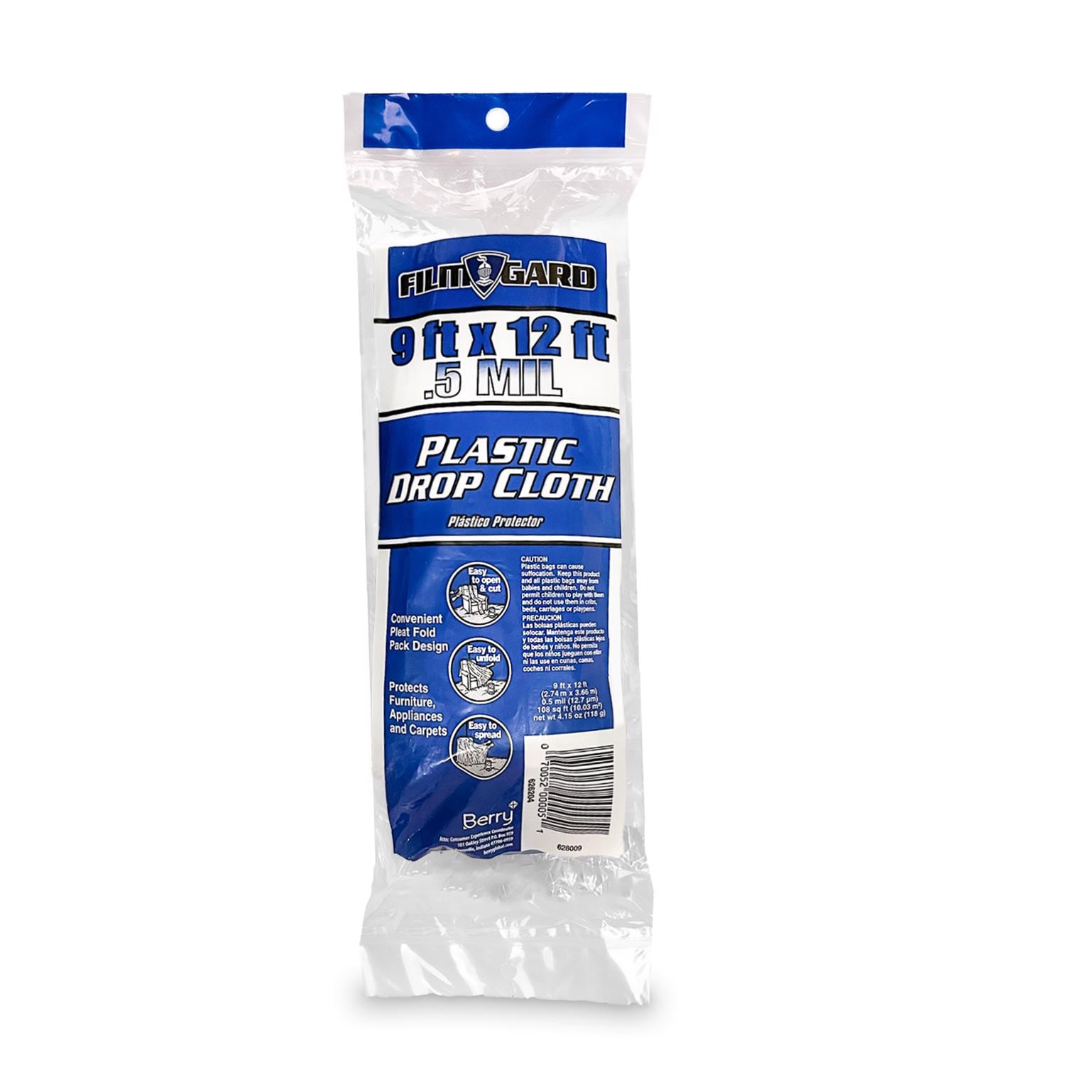 Film-Gard 9 ft. W X 12 ft. L X 0.5 mil Plastic Drop Cloth 1 pk #626204