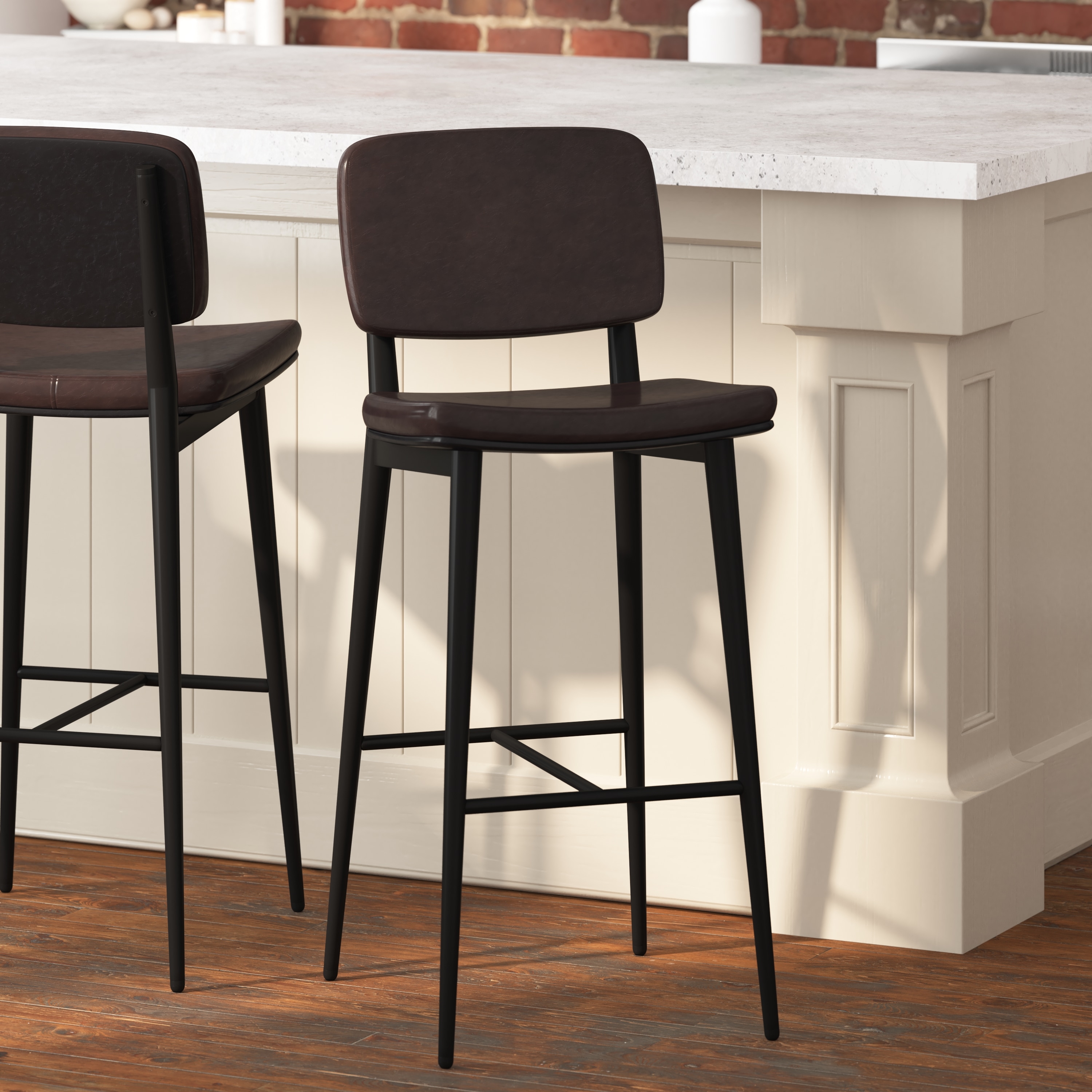 Taylor & Logan Verta Set of 2 Brown 31-in H Bar height Upholstered ...