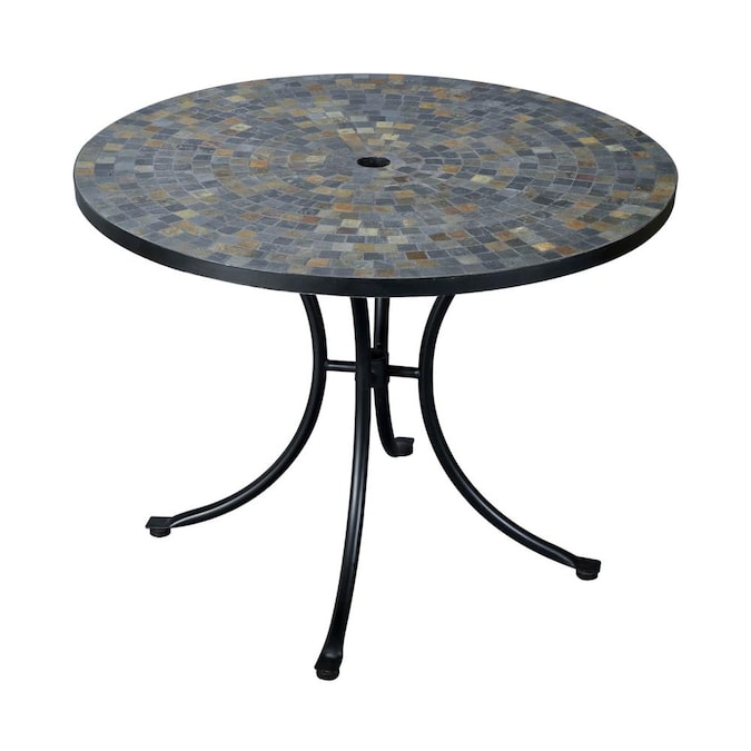 Home Styles Stone Harbor Round Outdoor, Round Patio Dining Tables With Umbrella Hole