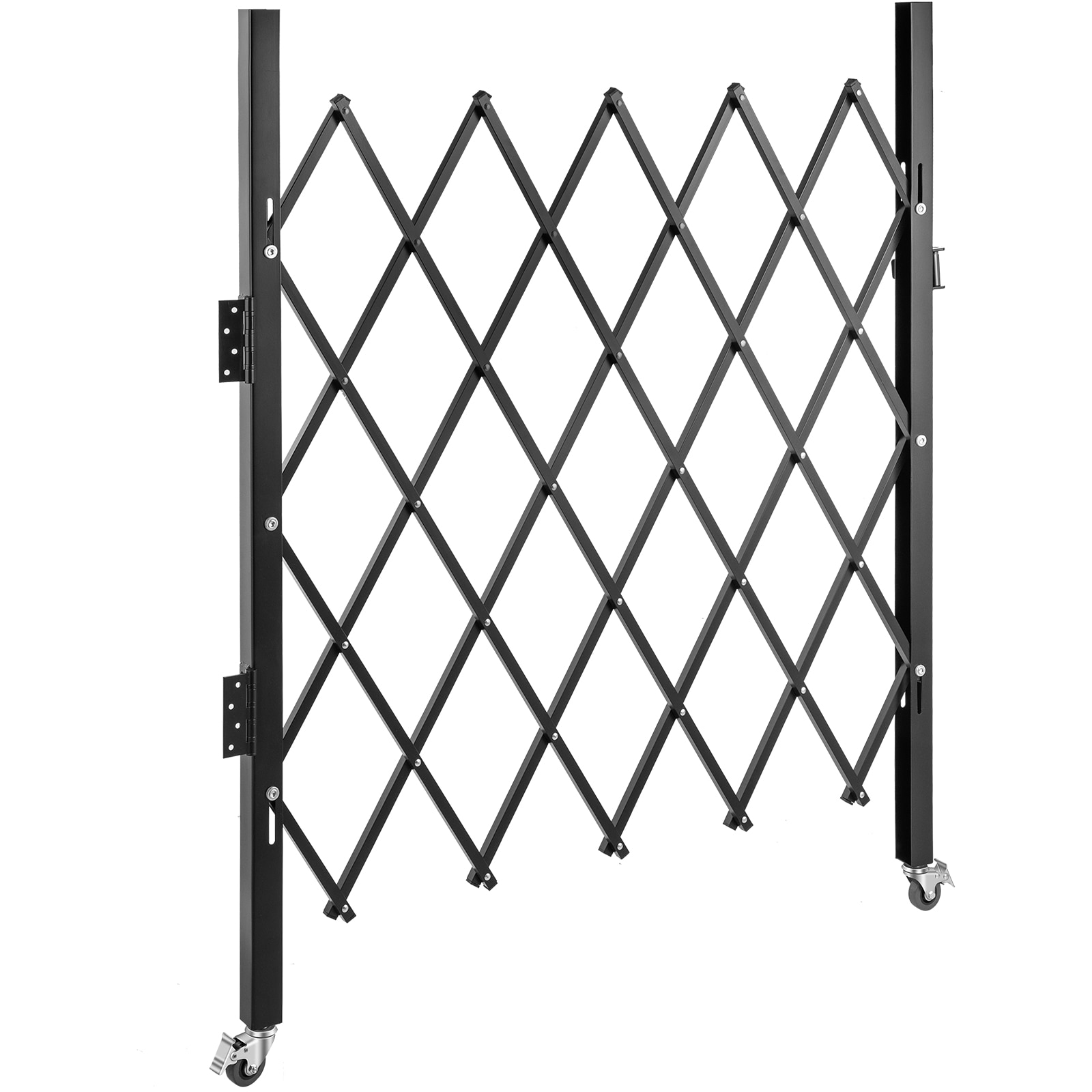 GIVIMO Single Folding Security Gate 48-in H x 37-in W Steel Accordion Scissor Gate with Padlock Rolling Caster Powder-Coated Black Barricade Door for Garage Storefront #LW108GIVSS3053