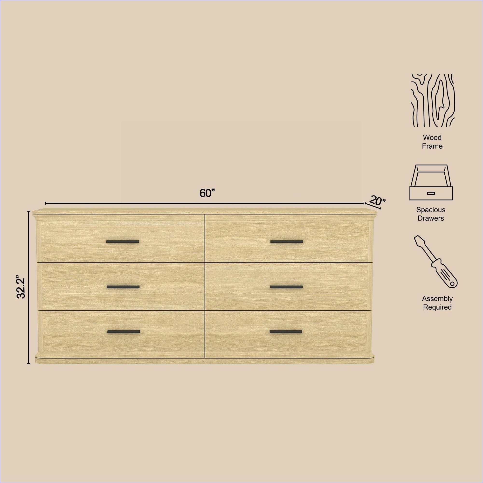 Watnature Bedroom Modern Transitional 8-Drawer Dresser With Oak Wood ...
