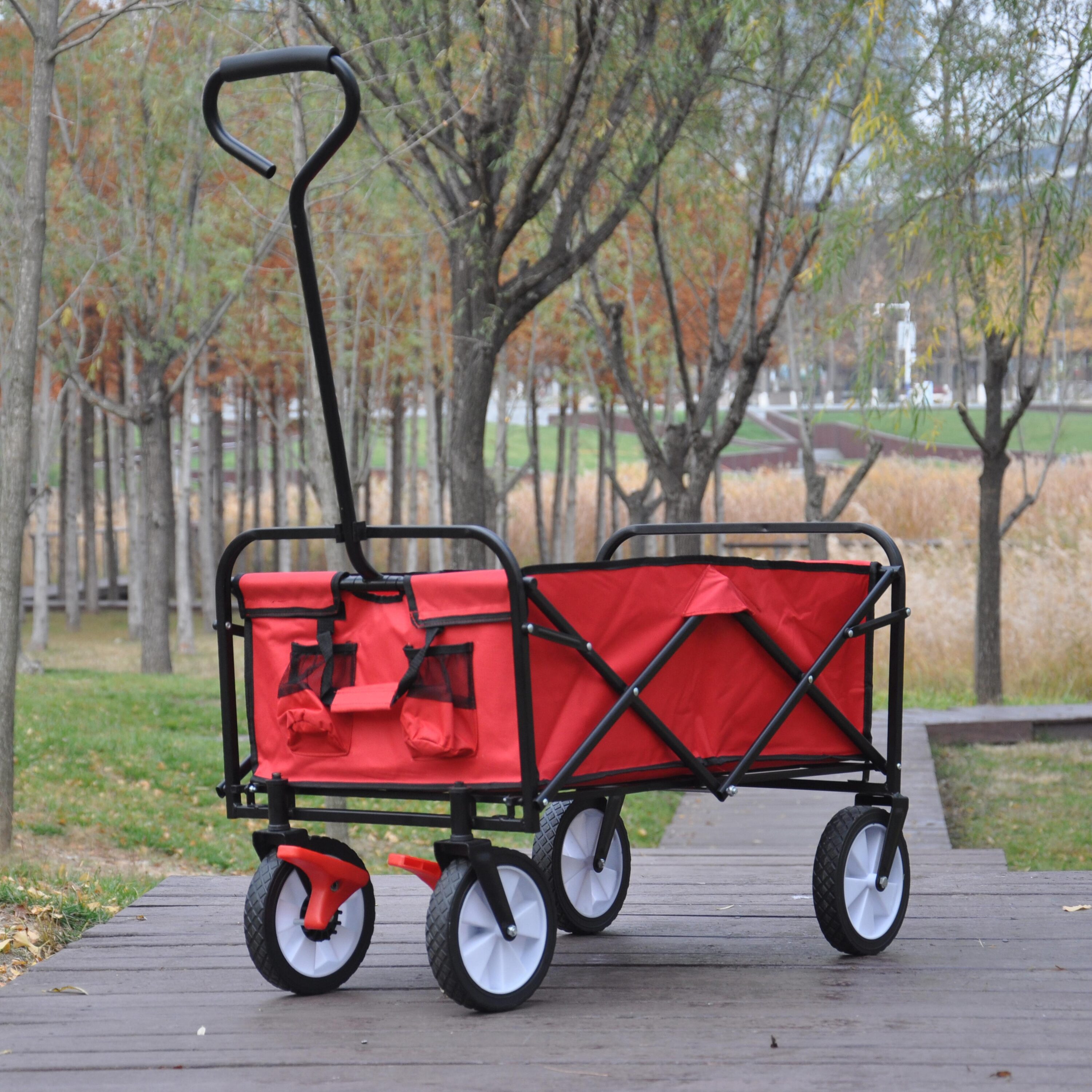 Bayfeve BF-6294-74QL Patio Yard Cart Folding Wagon Garden Shopping Beach Cart