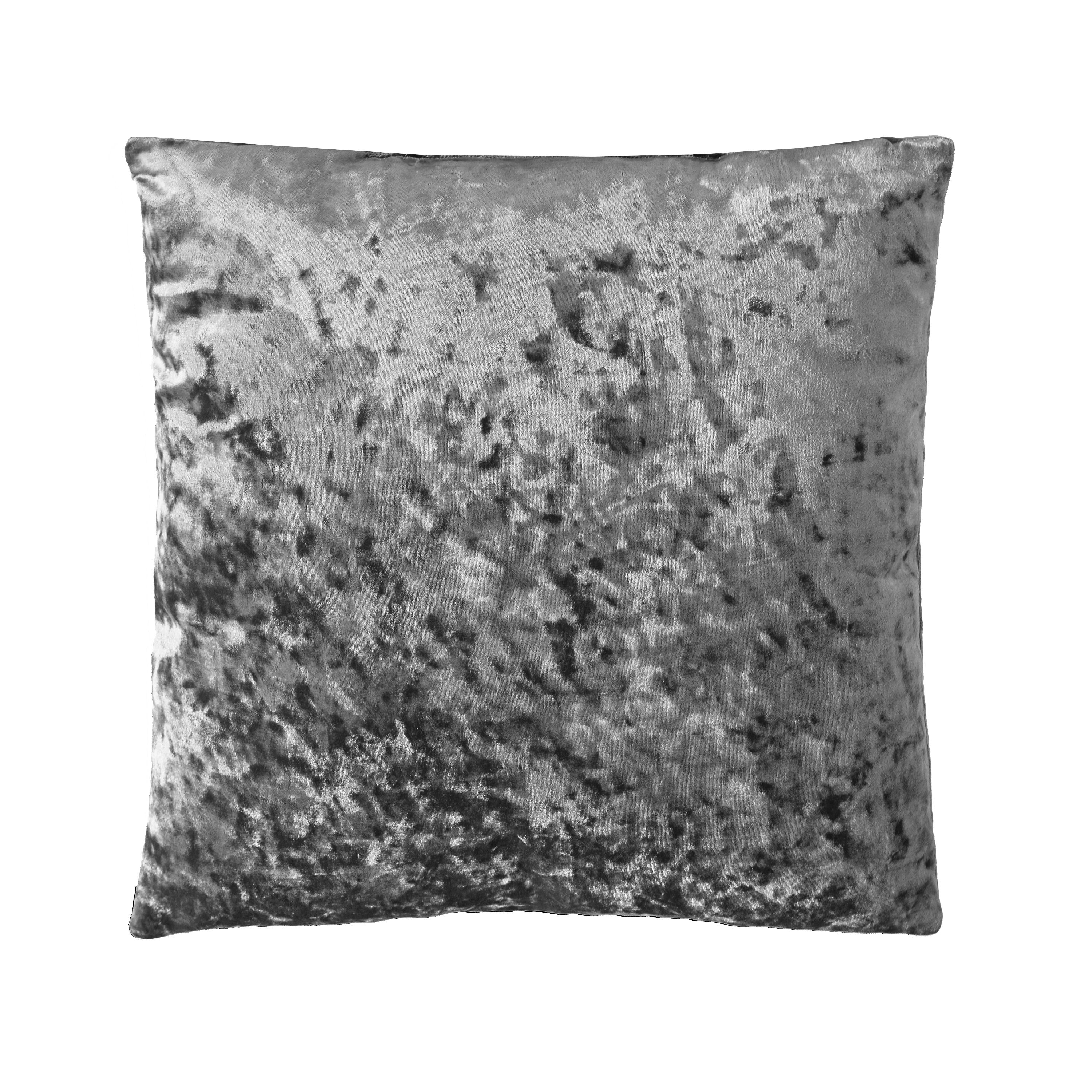 KATE AURORA Belissima Textured Velvet 18 in x 18 in Filled Accent Throw Pillow Grey