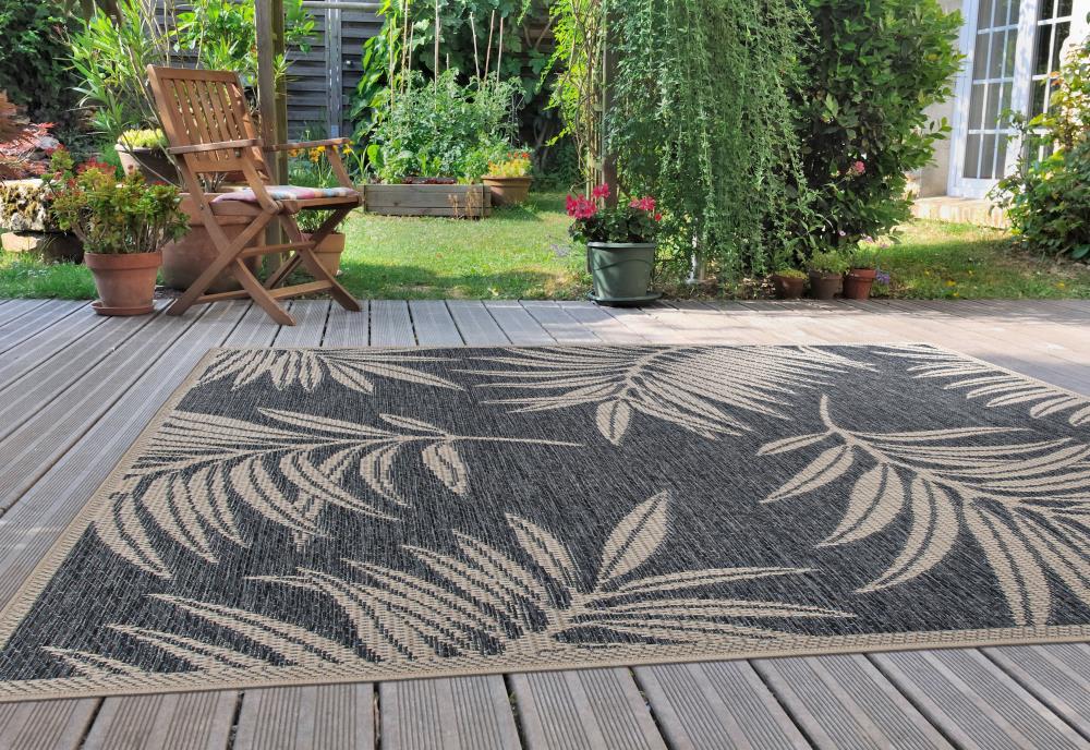 Blue Floral 5' x 7' Reversible Synthetic Area Rug