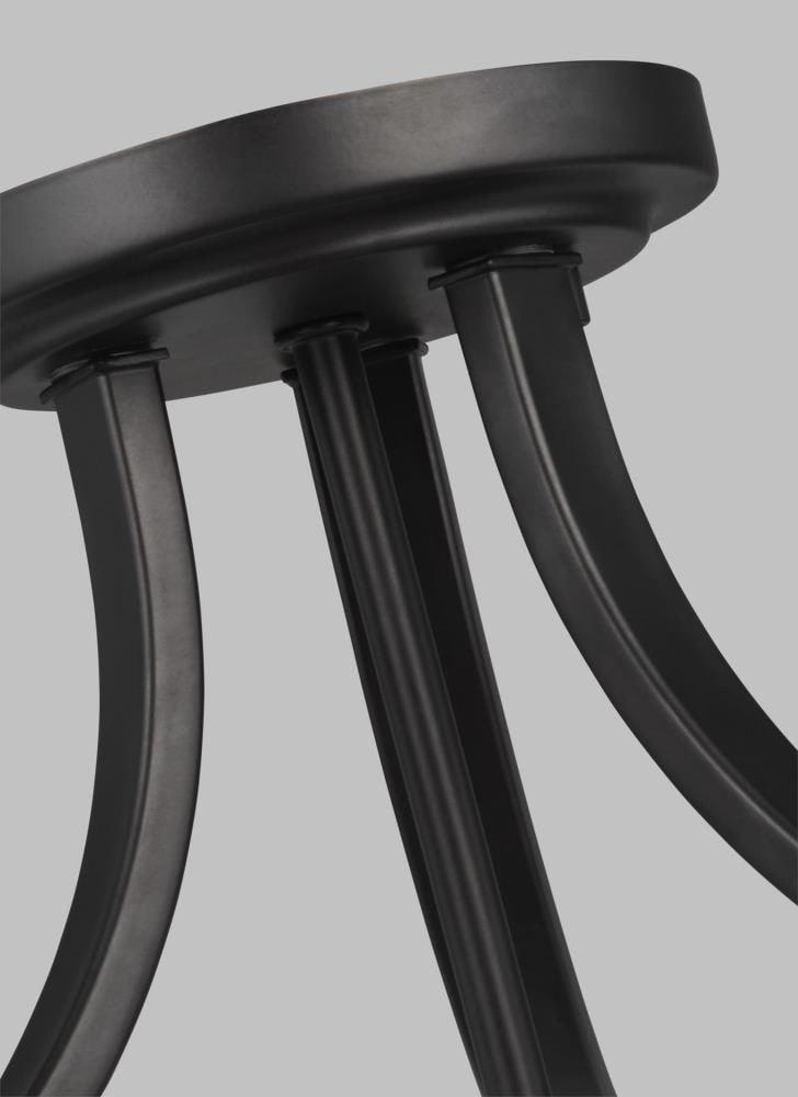 Kemal Midnight Black 3-Light Semi-Flush Ceiling Light with Etched White Glass