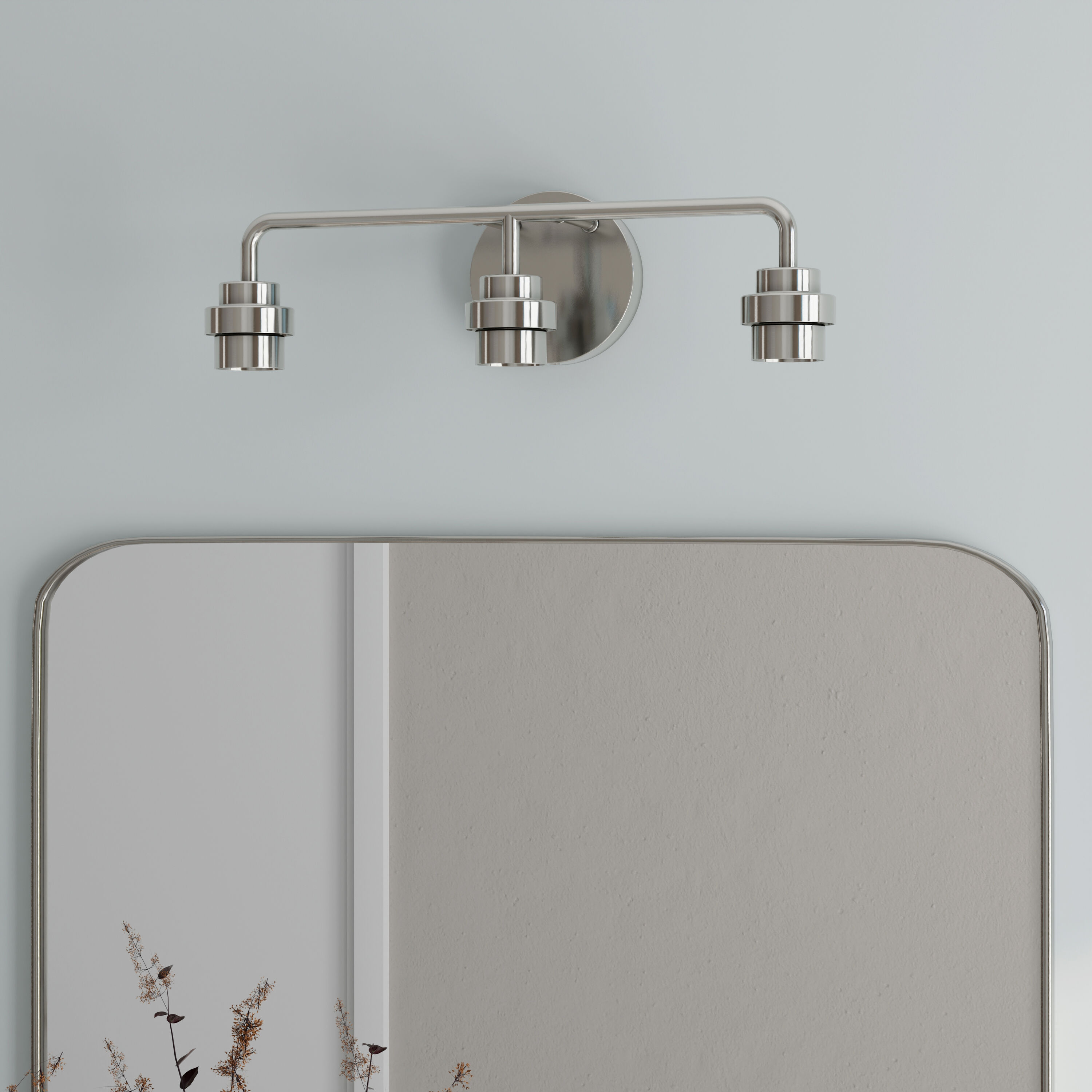 Style Selections VB27-3BNK Mix and Match 18.5-in 3 -Light Brushed Nickel Transitional Vanity light fitter