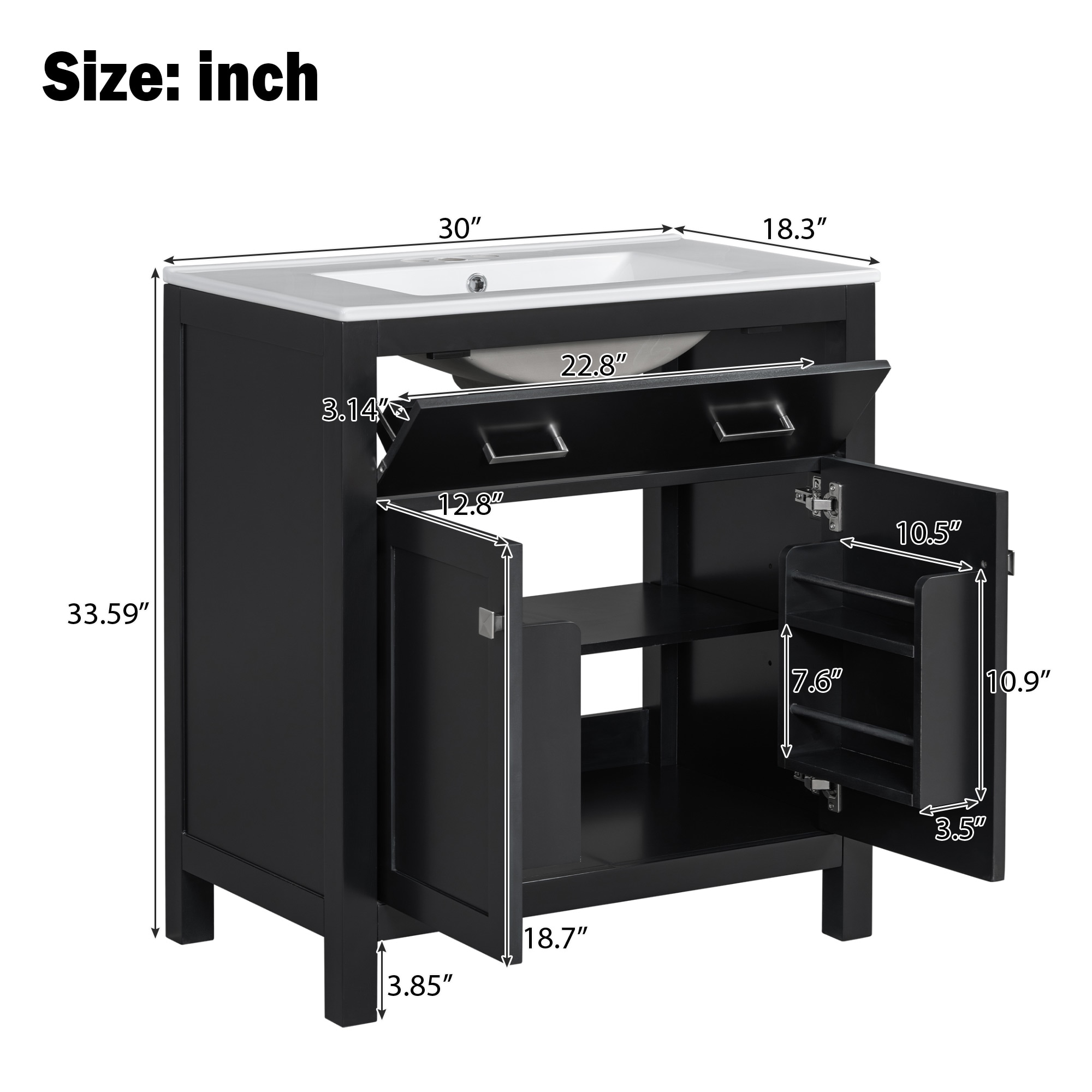WELLFOR TO-AL-BV36WH Bath-Vanity-Combo - View #9