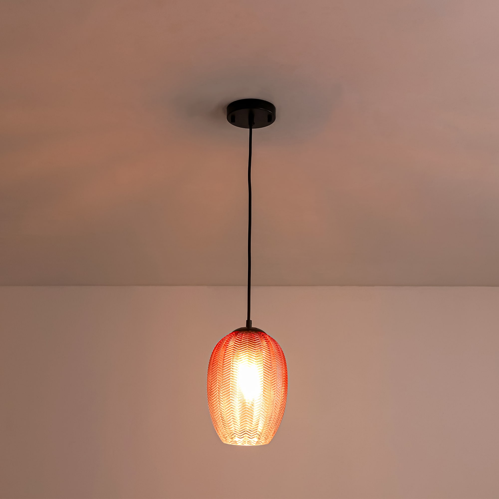 Ozma Orange Aluminum Dome Pendant Light with Adjustable Cord