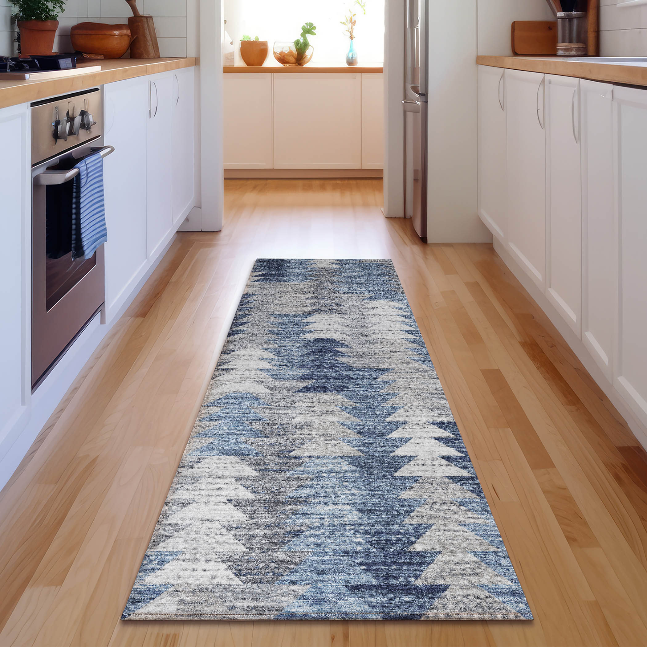 Addison Rugs AMF632BU2X8 Mayfield AMF632BU 2 x 7 (ft) Polyester Blue Rectangular Indoor Geometric Machine washable Runner rug