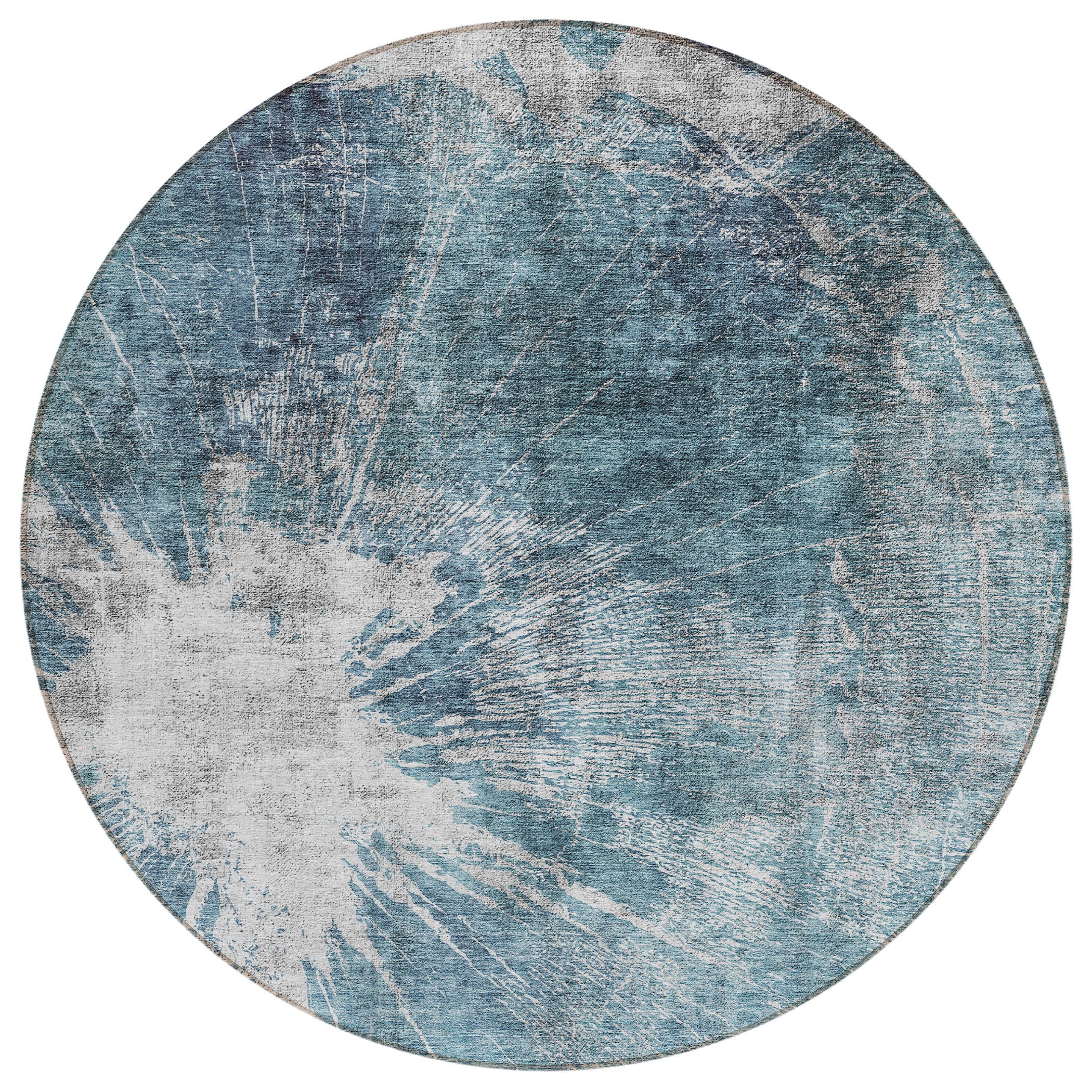Addison Rugs ACN719TE8RO Chantille ACN719TE 8 x 8 (ft) Polyester Teal Round Indoor/Outdoor Geometric Machine washable Area rug