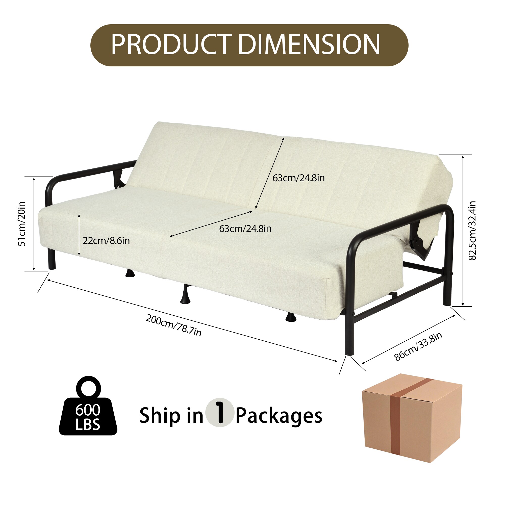Homy Casa CLICKO BEIGE futons - View #3