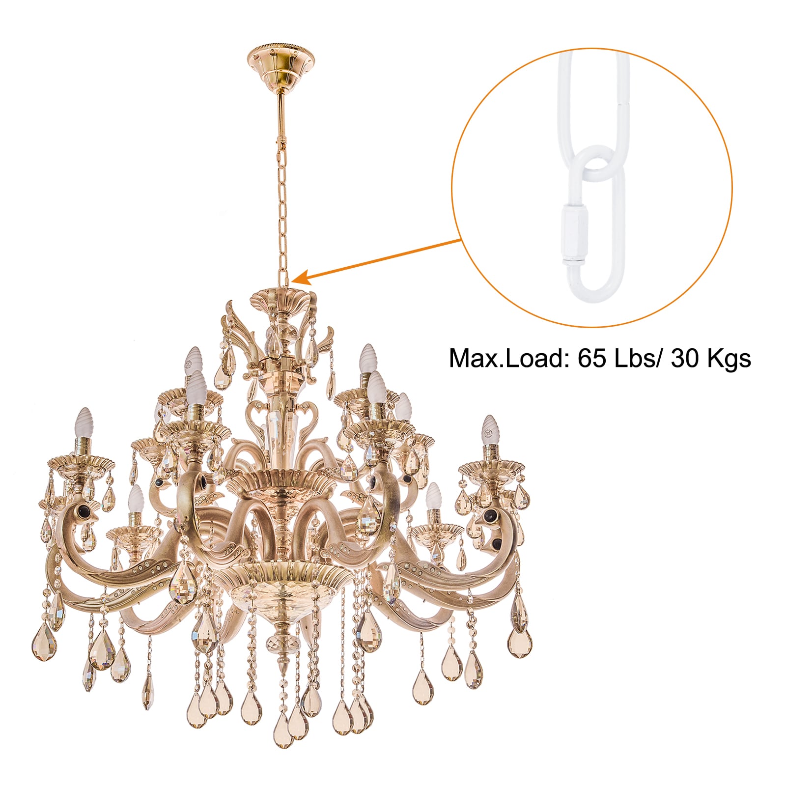 PATIKIL 10 Feet Lighting Chain for Hanging Lamp Chandelier Chain Light ...