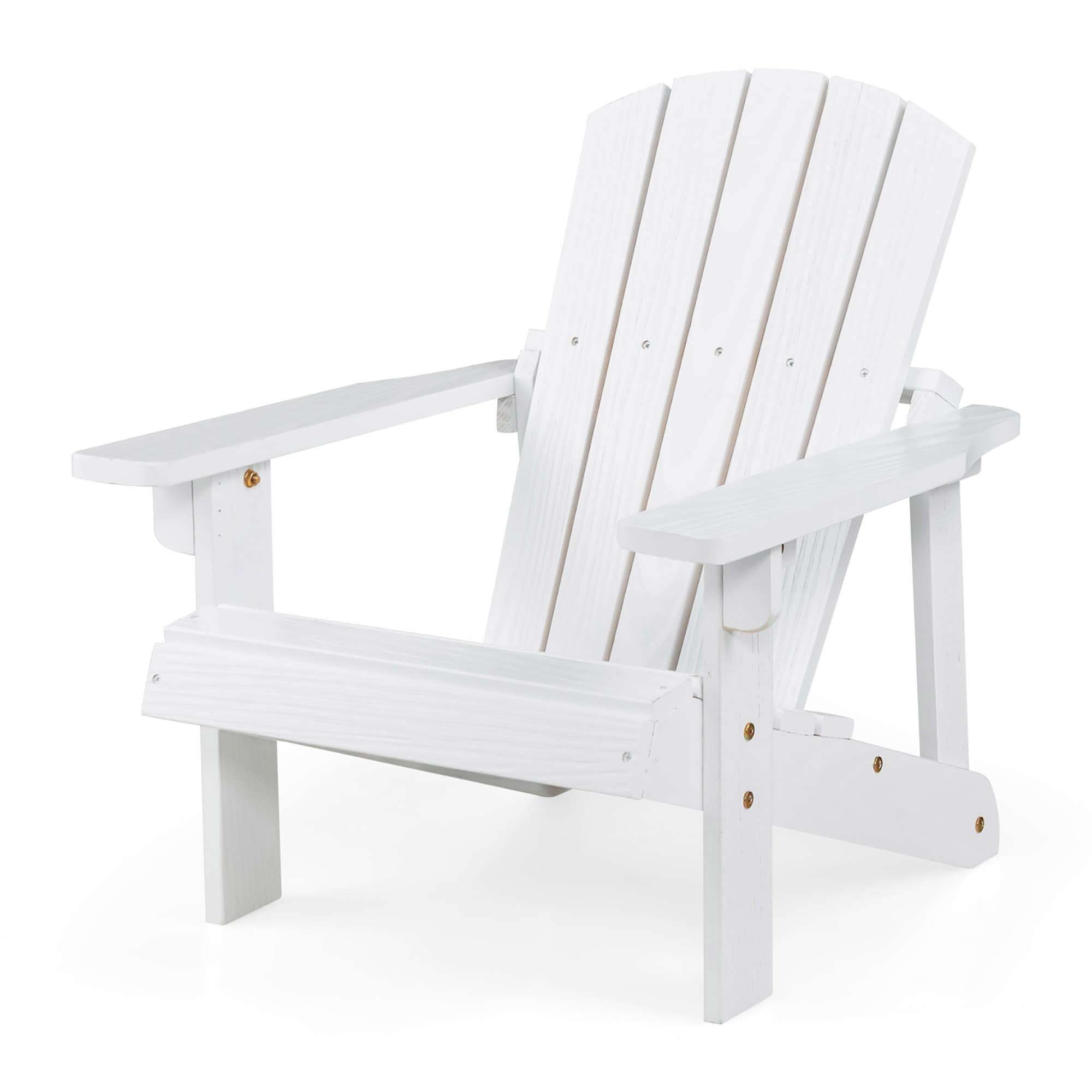 Costway NP11087WH White Wood Frame Stationary Adirondack Chair with Solid Seat