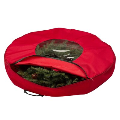 Red Polyester Wreath Storage Container, 36 Inch Wreath Storage Box Rubbermaid