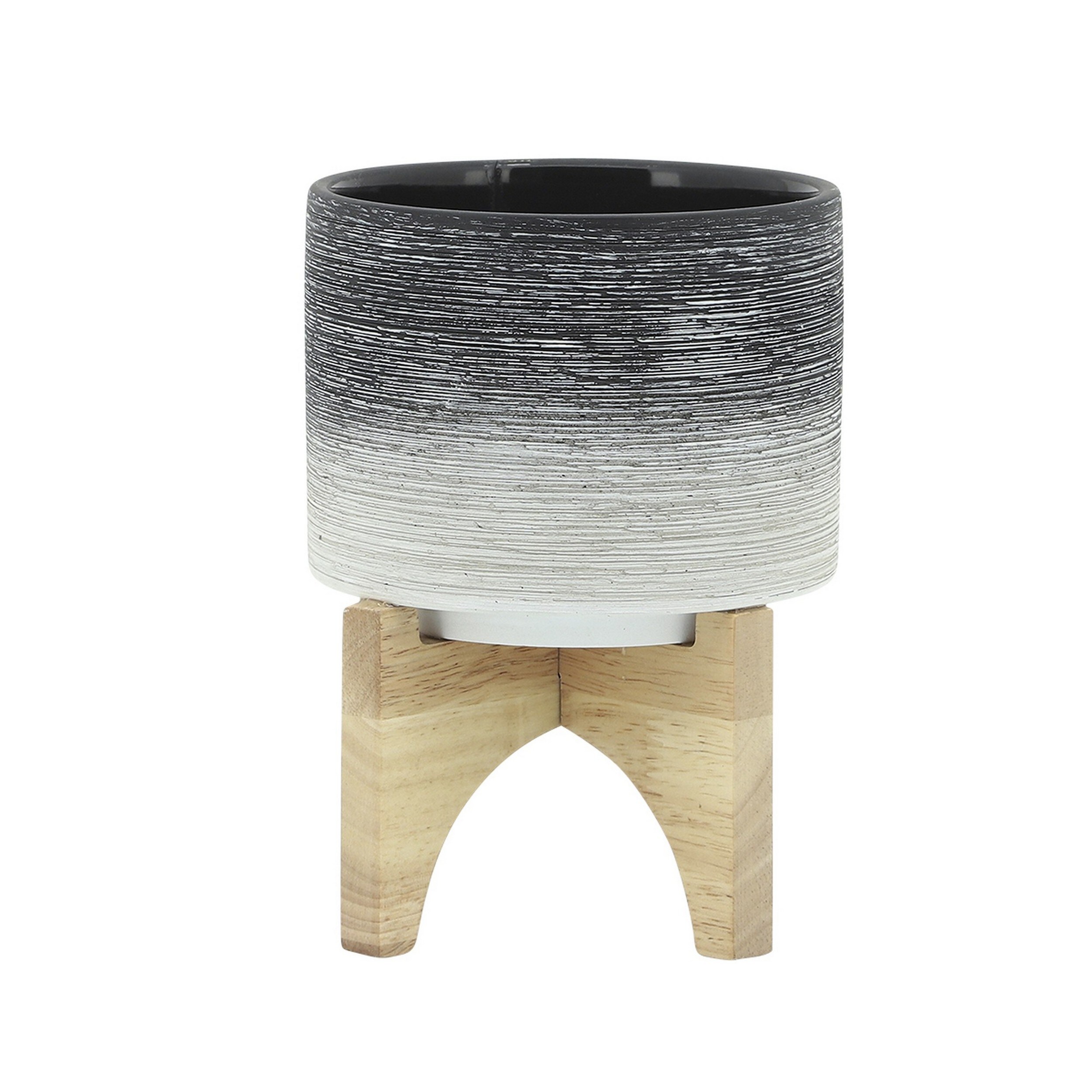 Benzara BM263828 Round 5-in W x 6-in H Gray Ceramic Indoor/Outdoor Planter
