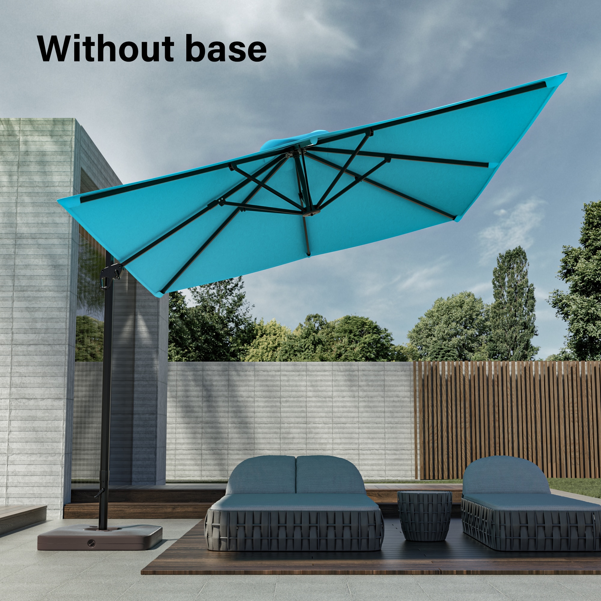 Sonkuki SD-ZD2735LB 11.5-Feet Aluminum Blue No-tilt Cantilever Patio Umbrella