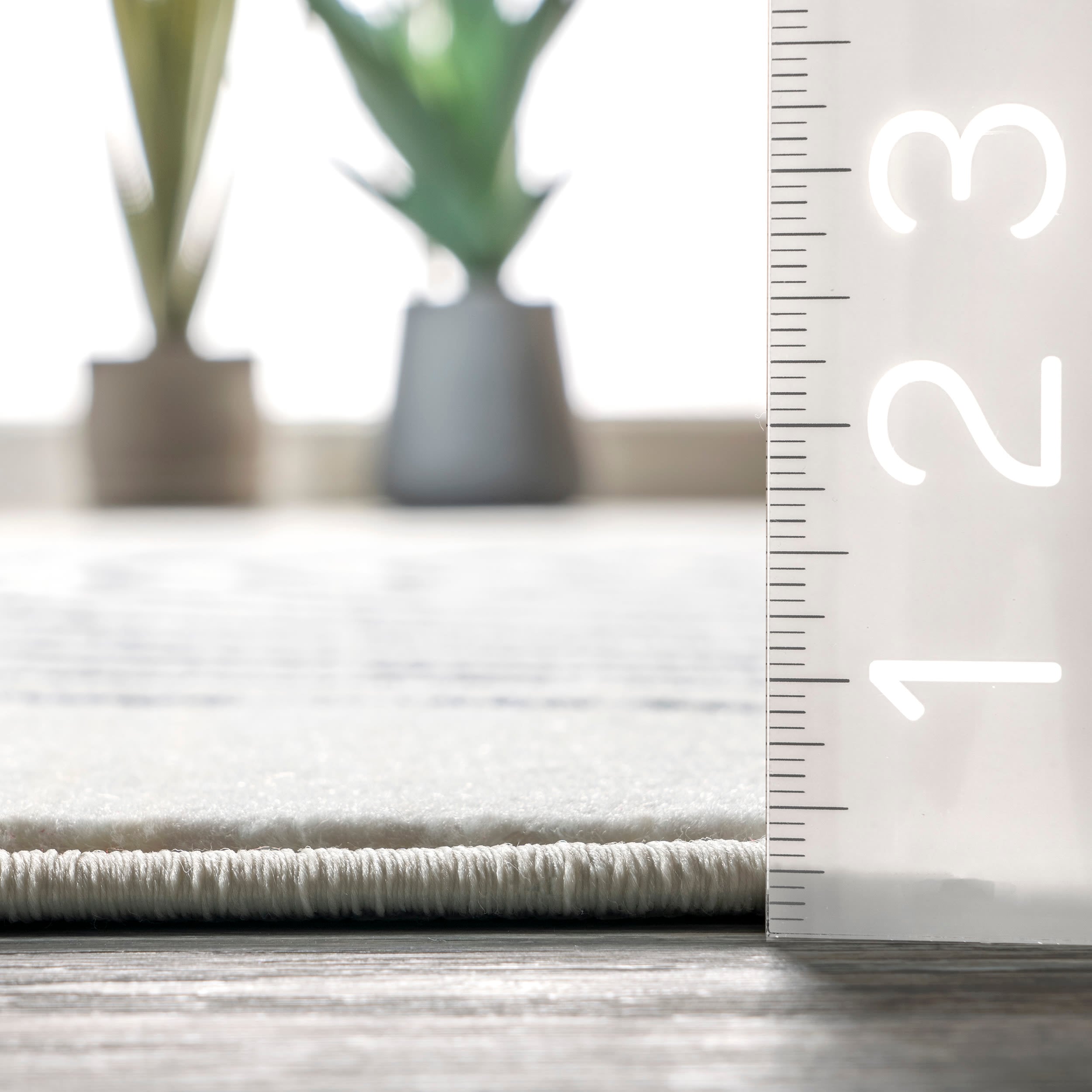 Beige Abstract Synthetic Washable Area Rug with Fringe