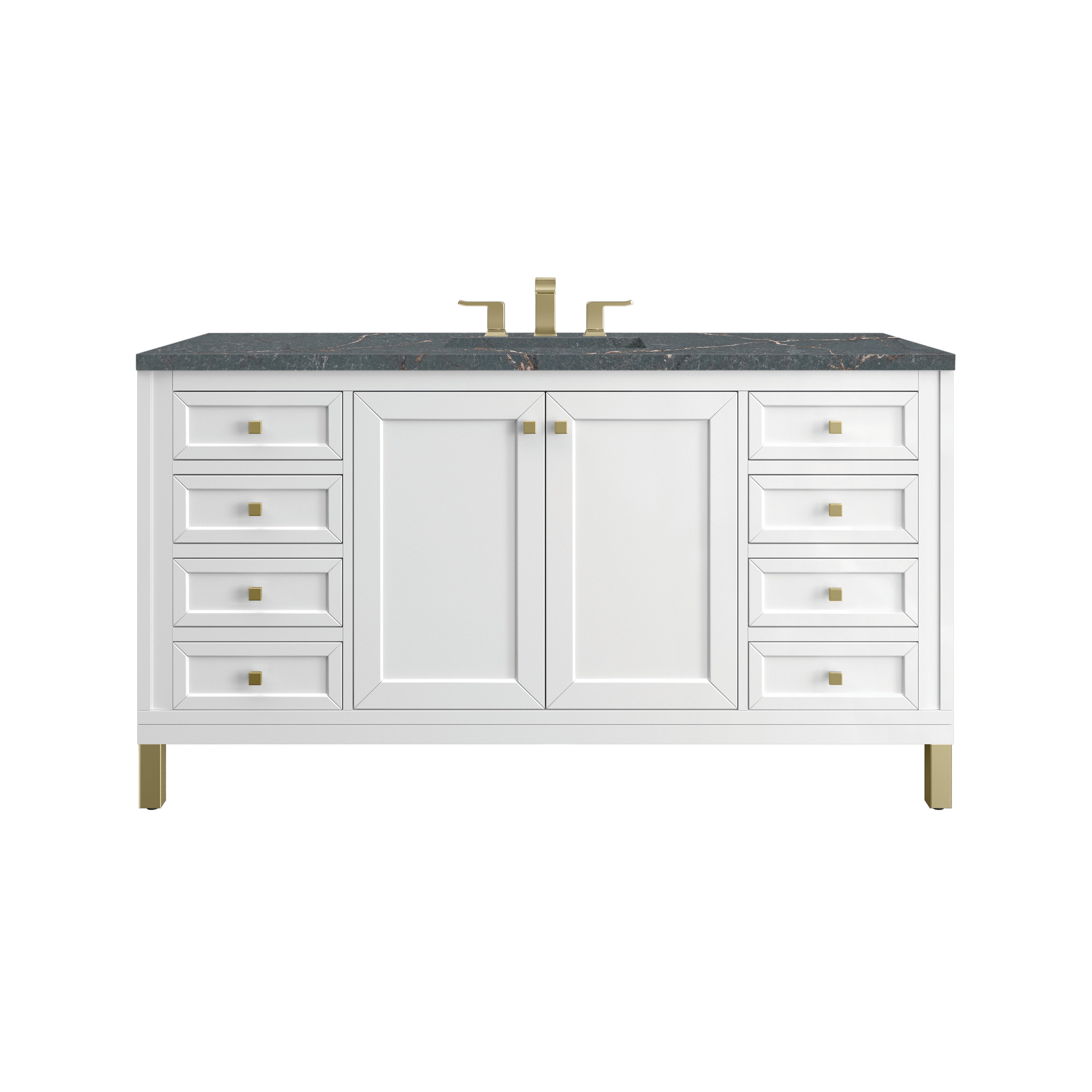 James Martin Vanities Chicago Undermount Single Sink Bathroom Vanity with Parisien Bleu Quartz Top