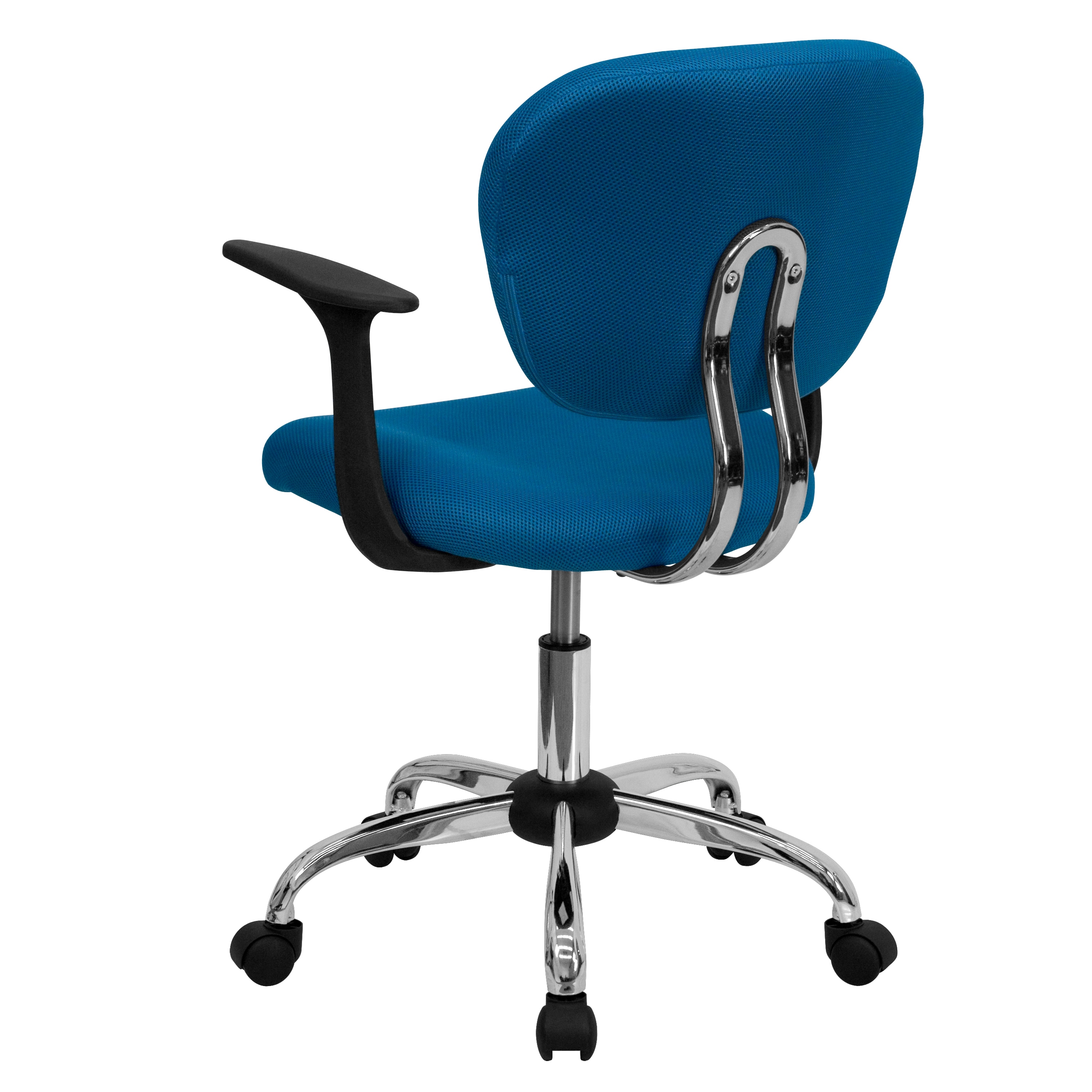 Turquoise Mid-Back Mesh Swivel Task Chair with Chrome Base