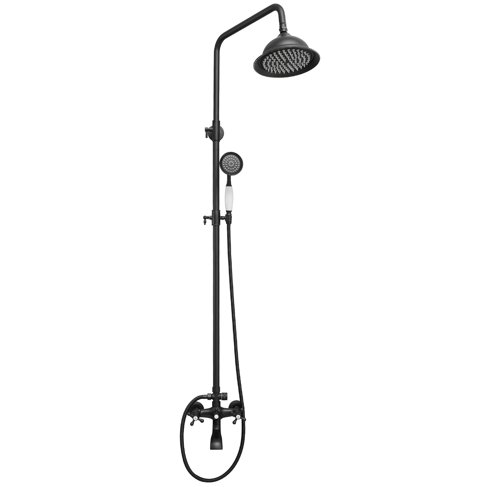 BWE A-98023-S-B Matte Black 8-in Waterfall Shower Faucet Bar System with 3-way Diverter ( Cartridge Valve Included )
