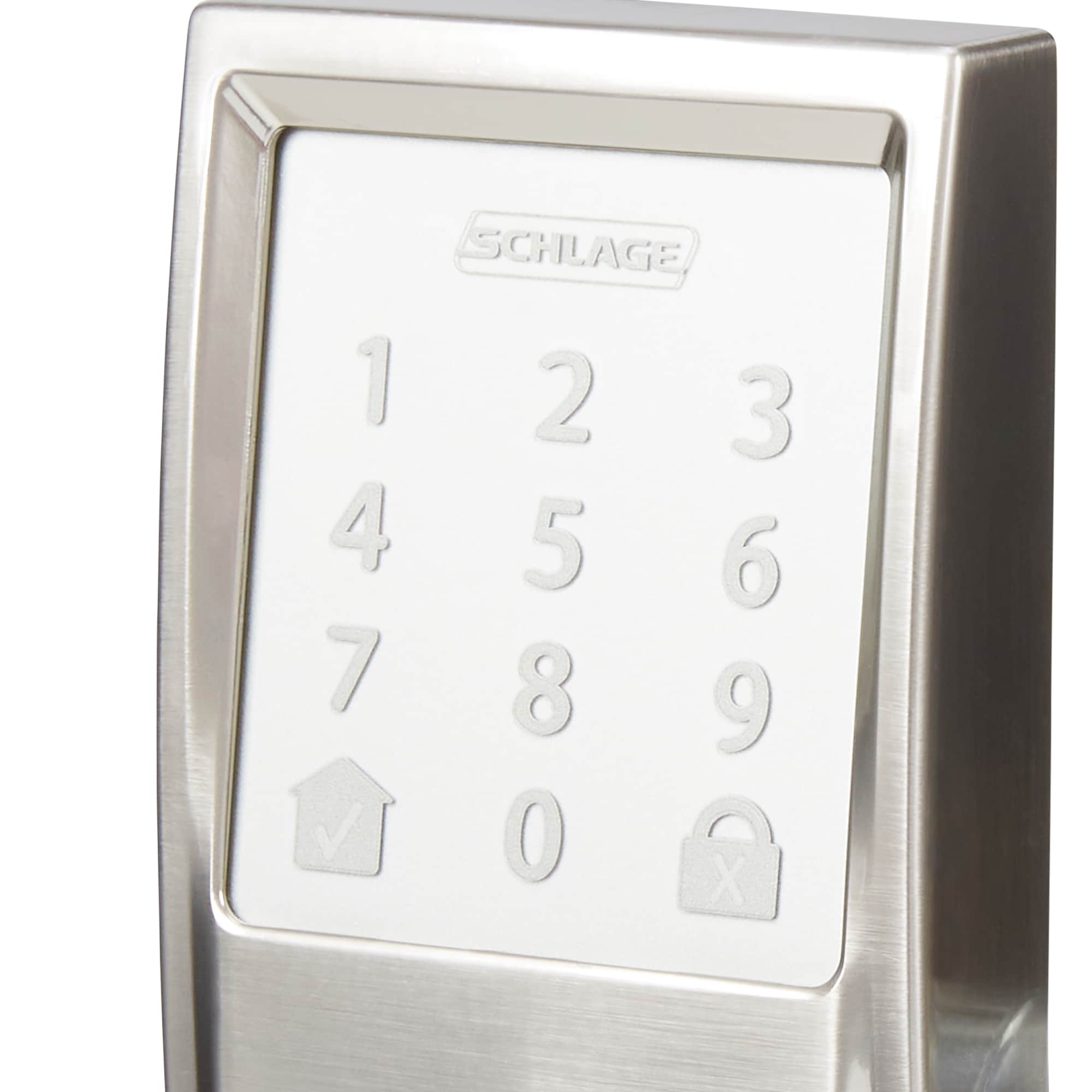Schlage Encode Century Satin Nickel Wifi Single Cylinder Electronic Deadbolt  Lighted Keypad Touchscreen Smart Lock in the Electronic Door Locks  department at