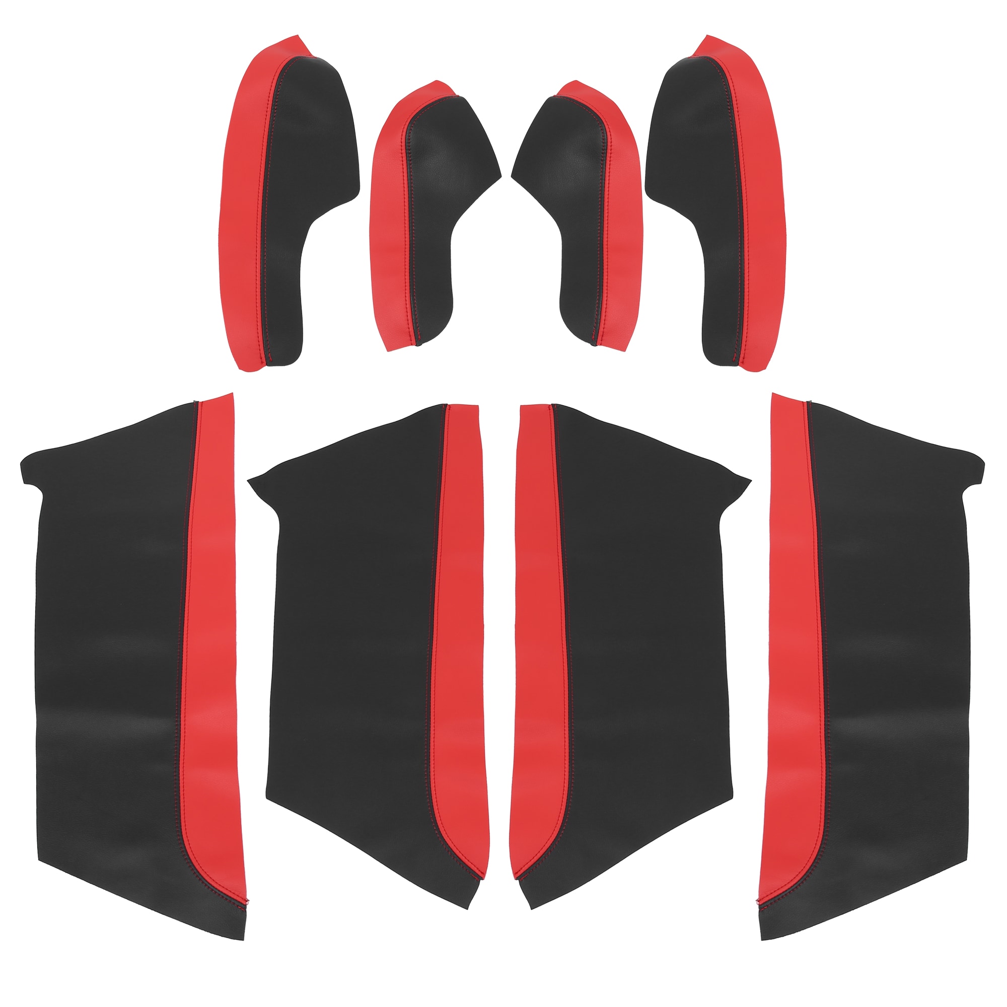 8pcs Car Door Panel and Door Armrest Protector Cover Replacement Red with Red Line