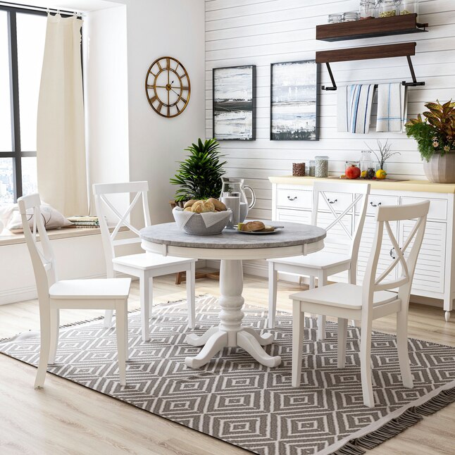 Furniture Of America Kittanset White, Round Pedestal Dining Table Set For 2