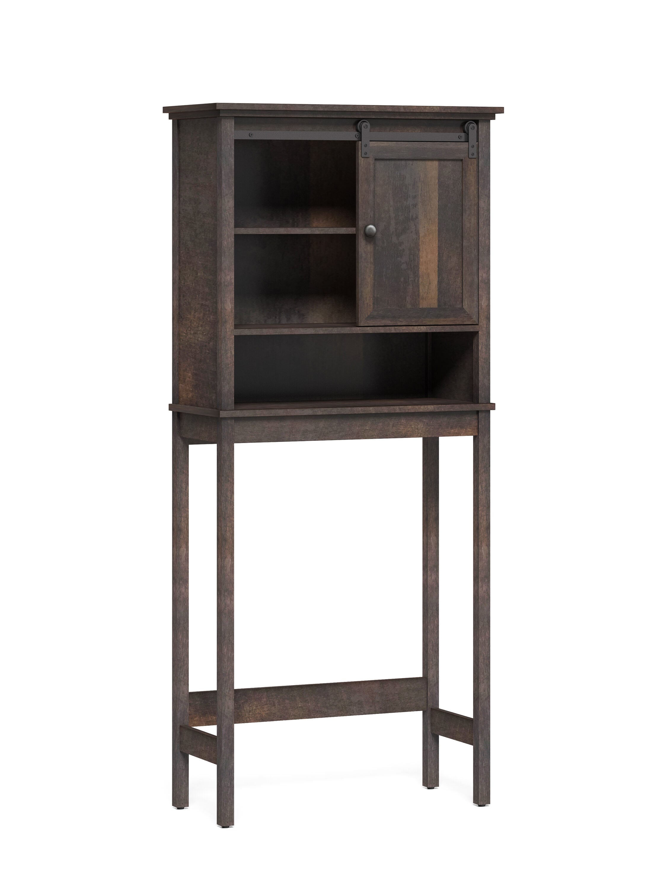 Farmhouse Over The Toilet Storage Cabinet 4-Tier Bathroom Shelves Over  Toilet with Storage Bag and Hooks, Rustic Brown