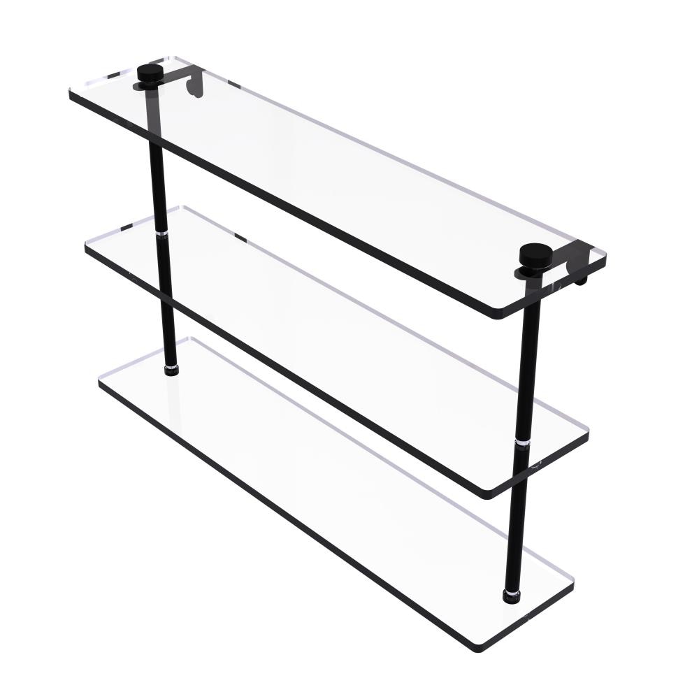 Contemporary Matte Black 22" Triple Tiered Glass Bathroom Shelf