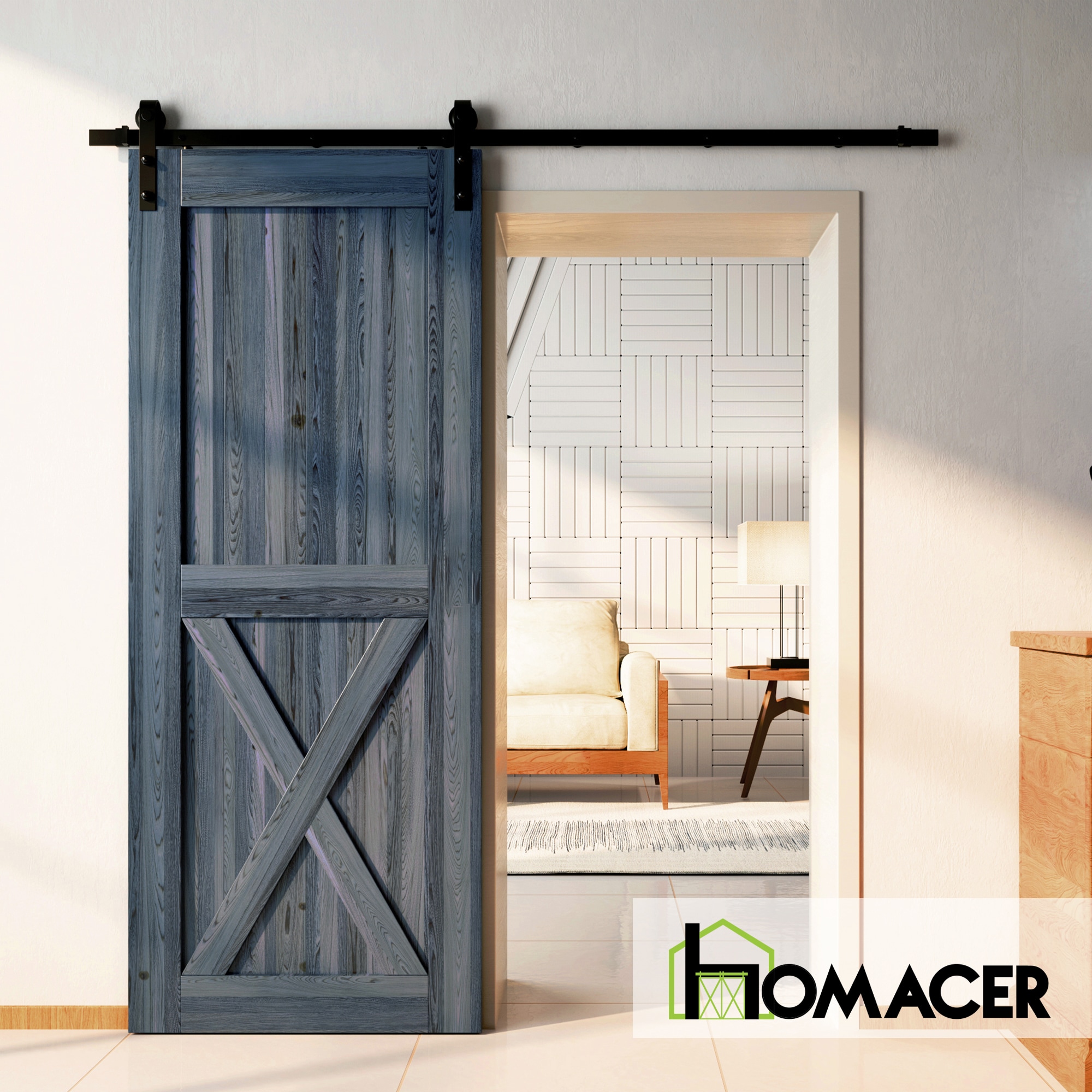 HOMACER 3096-X-NAVY Barn-Doors - View #2