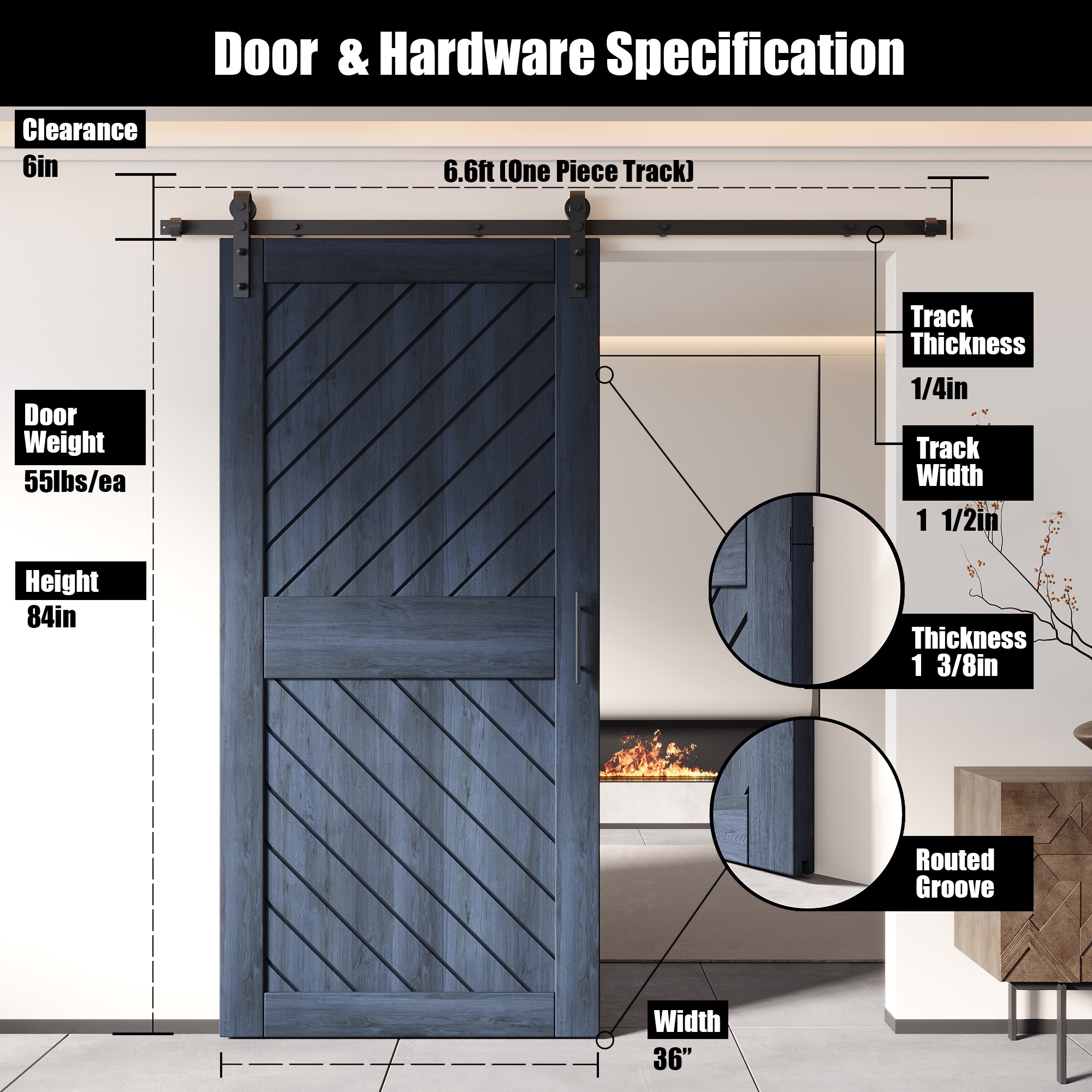 HOMACER YT1H079C-XT3-3684-NA Barn-Doors - View #2