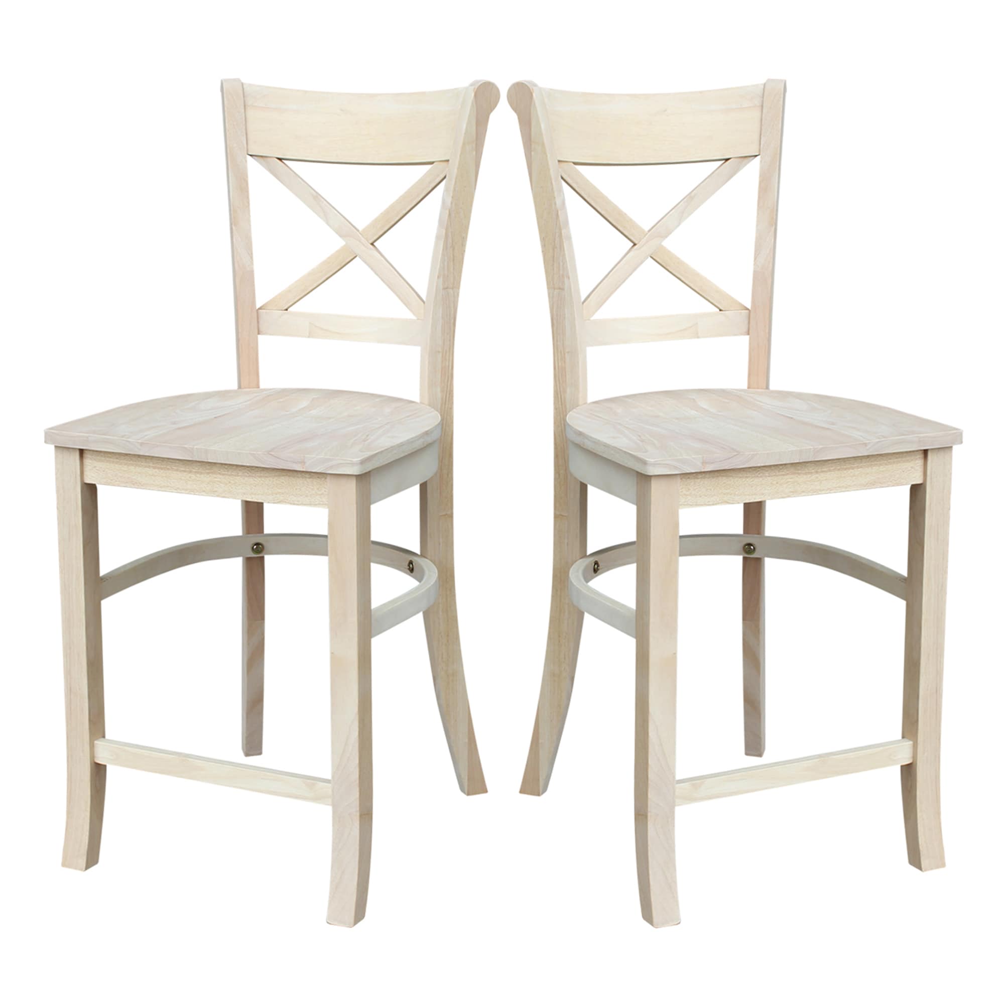 Charlotte 24" Traditional Parawood Counter Height Stool, Unfinished