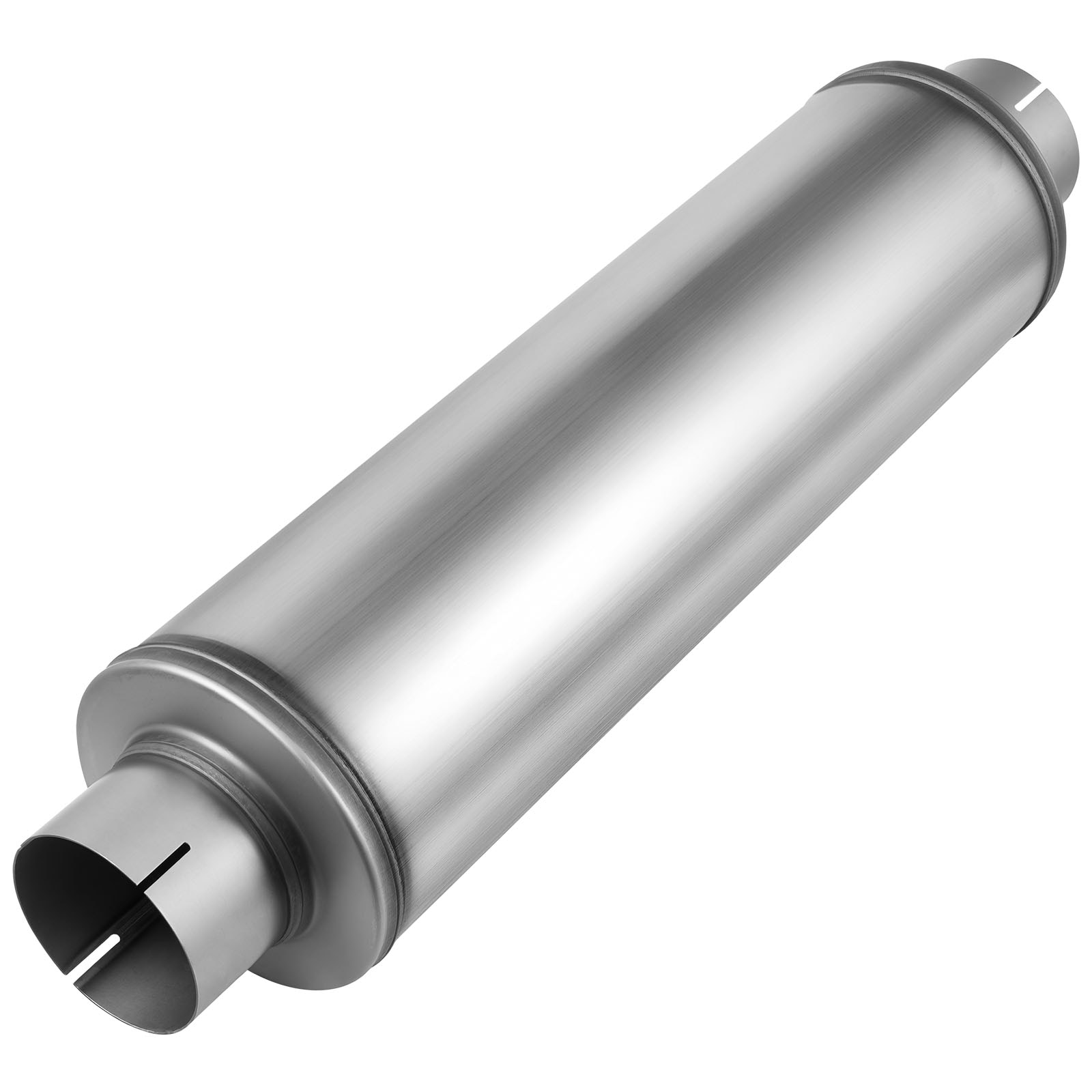 VEVOR Exhaust Muffler 4 Inch Inlet and Outlet 30 Inch Overall Length Stainless Steel Exhaust Tip Universal Resonator Round Body High Performance for Trucks Sedans Sports Cars SUVs and Daily Drivers