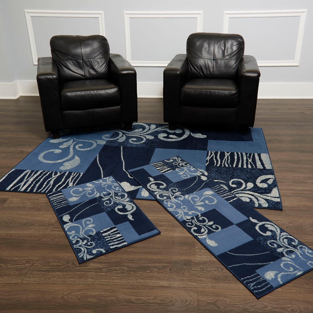 Home Dynamix 3S-HD1879-309 Ariana Galil Multiple sizes (ft) Loomed Polypropylene Blue Rectangular Indoor Geometric Mid-Century Modern Rug set