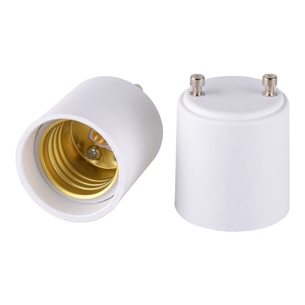 Linder Group Inc GU24 to E26 E27 Adapter Converts Pin Base Light Socket to Standard Medium Base for LED or CFL Bulbs Easy Installation 2 pack