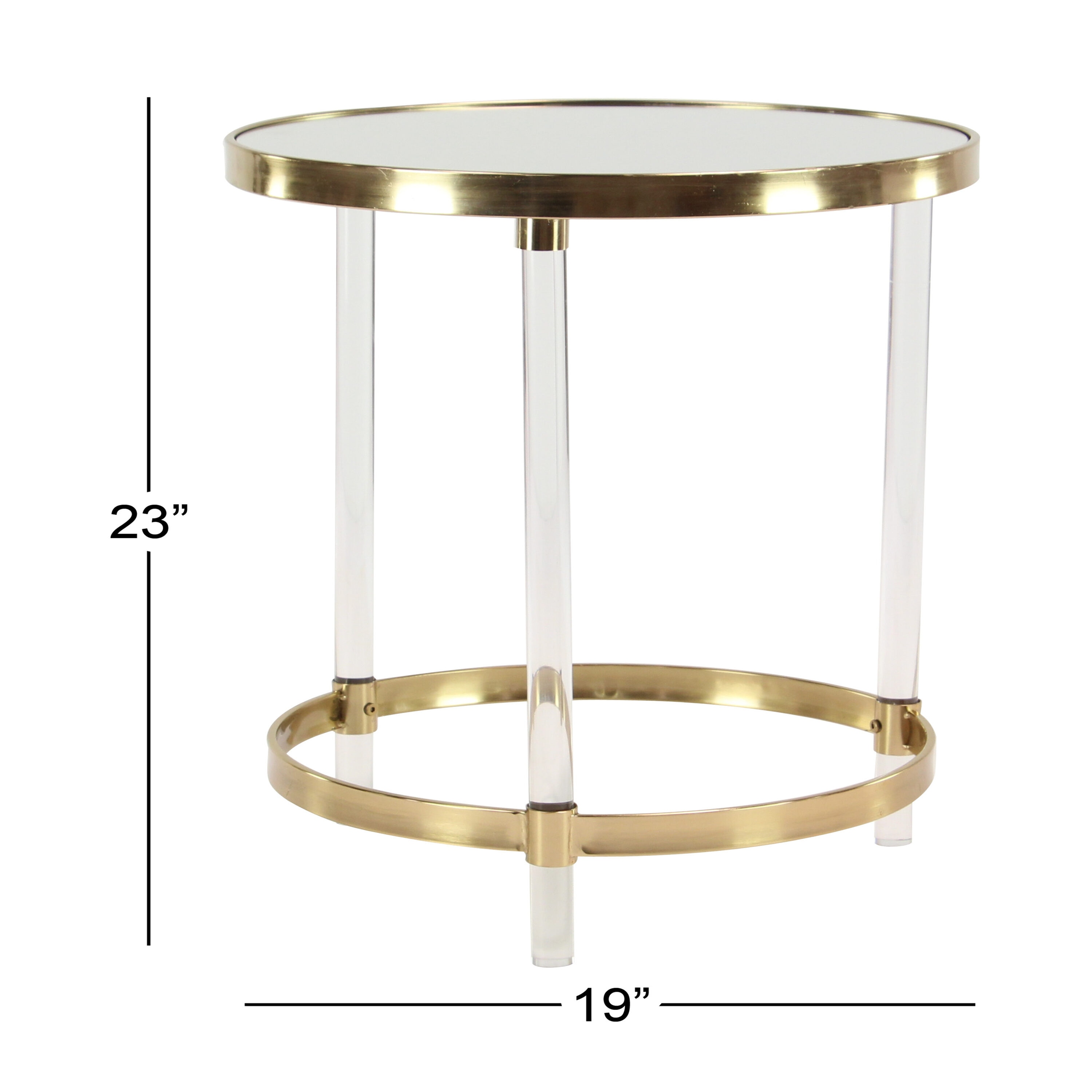 Elegant Gold Round Acrylic Accent Table with Mirrored Top