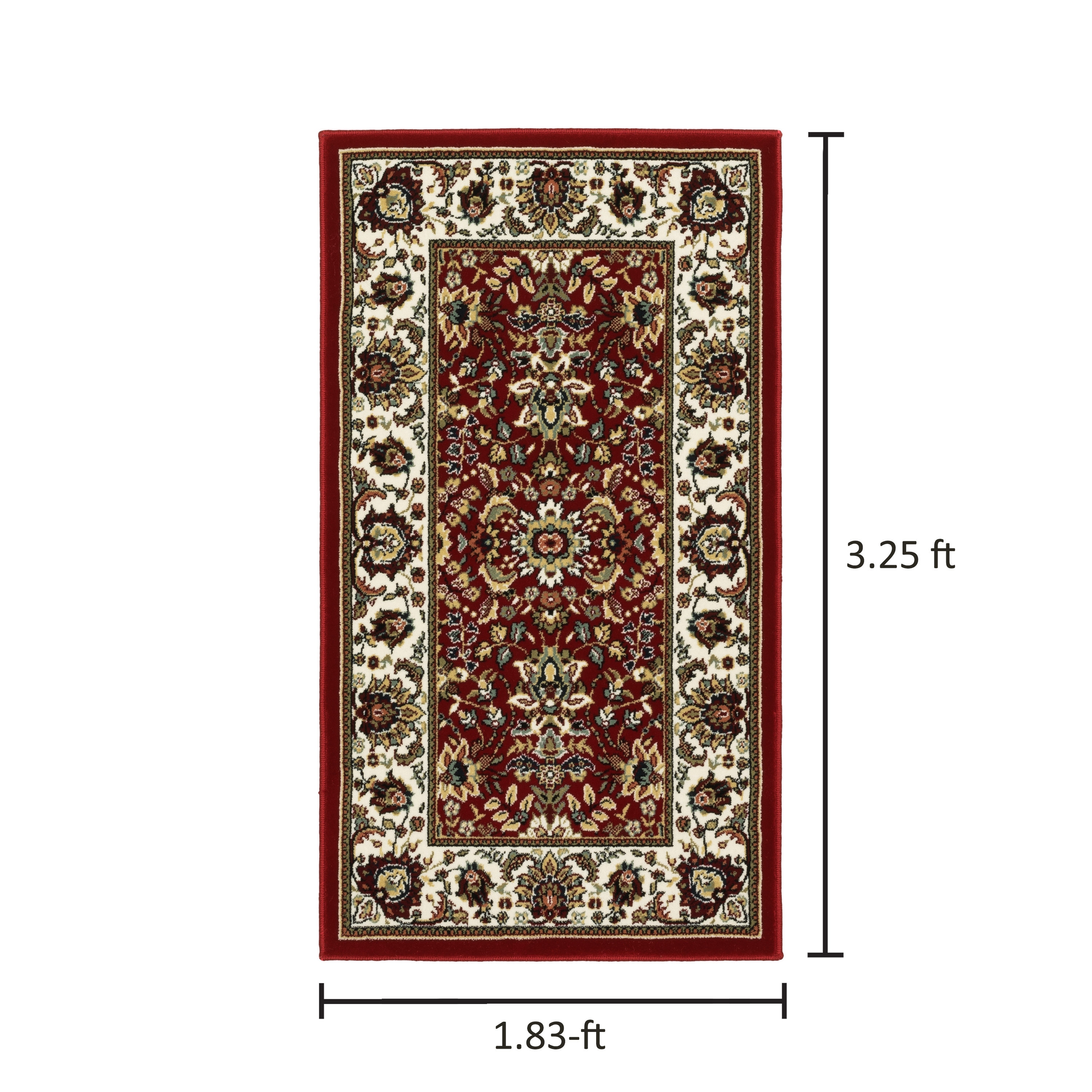 Bliss Rugs Transitional 5x7 Area Rug (5'1'' x 7'3'') Floral Aqua, Light Red Indoor Outdoor Rectangle Easy to Clean