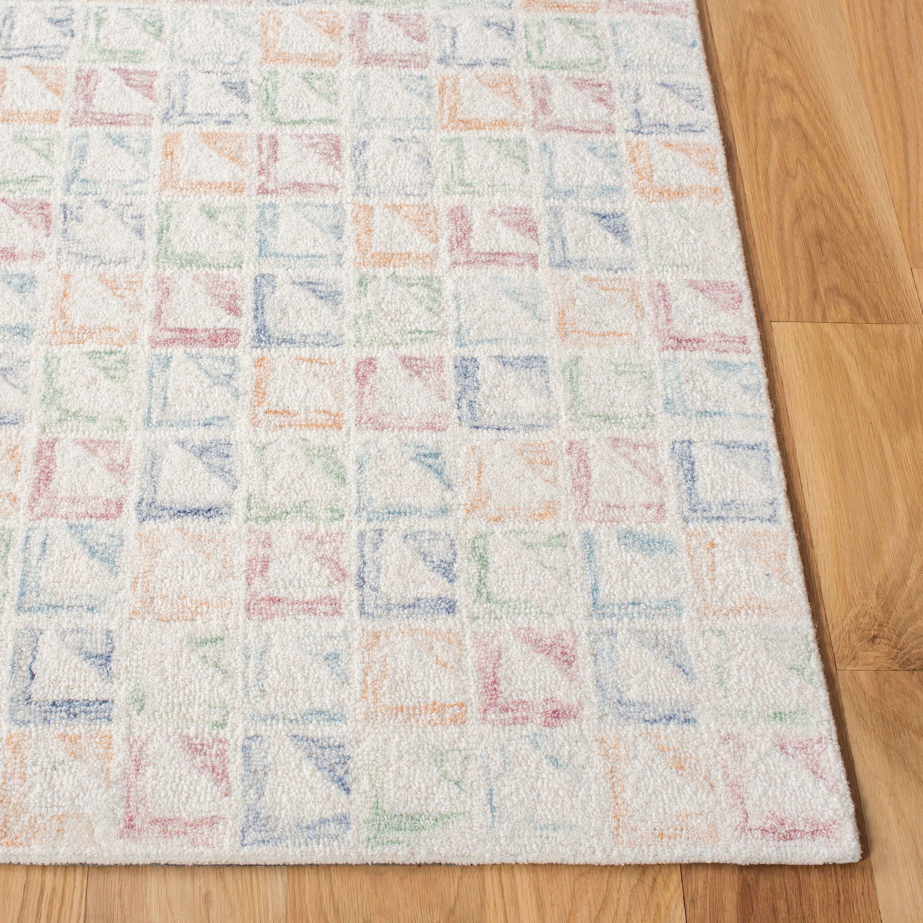 Ivory and Blue Hand-Tufted Wool Area Rug