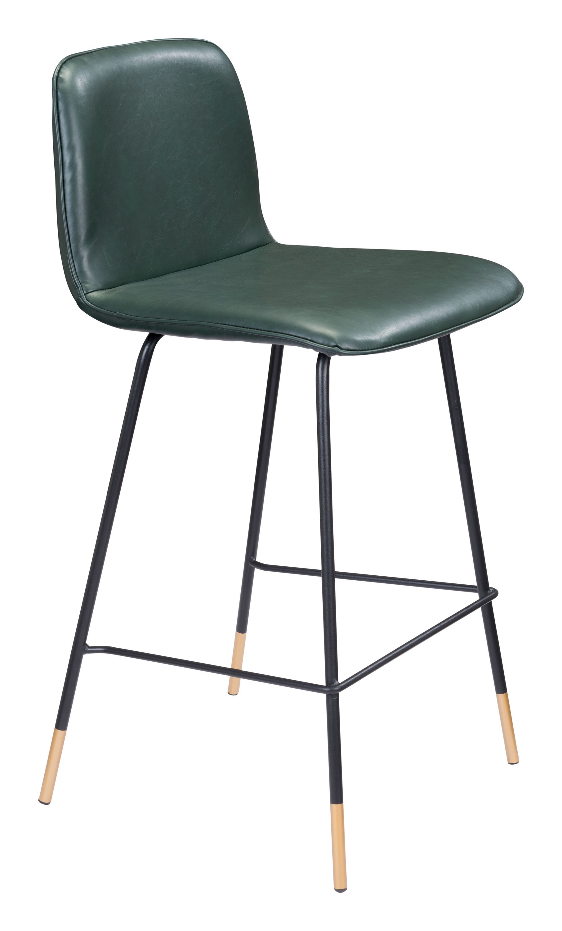 Zuo Modern 101895 Var Green 26.8-in H Counter height Upholstered Metal Bar Stool Back