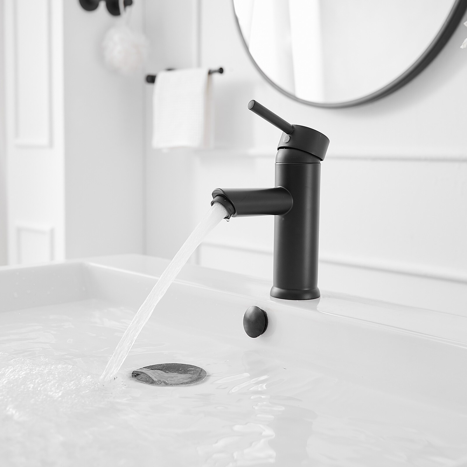Matte Black Stainless Steel Single-Handle Bathroom Faucet