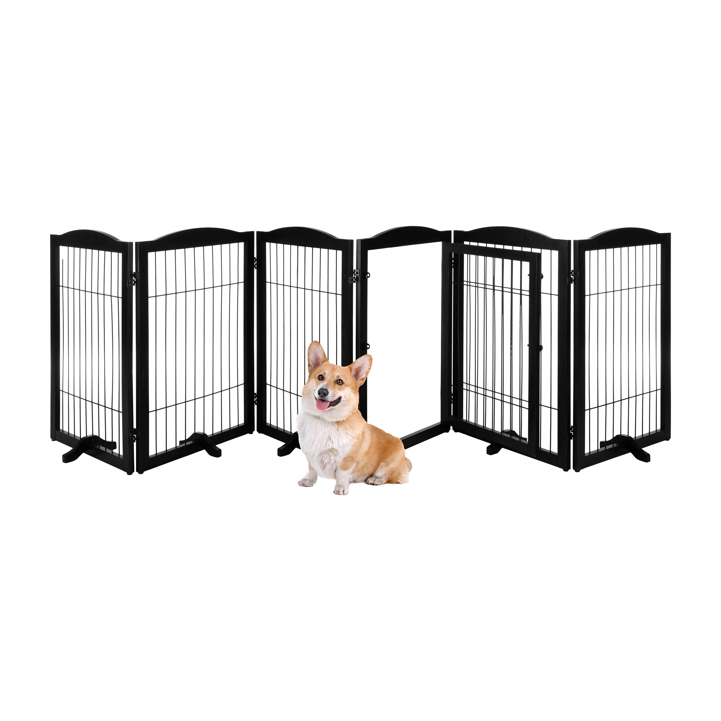 PETMAKER PET6311 31.5-Inches H Freestanding Expandable Black Wood Pet Gate