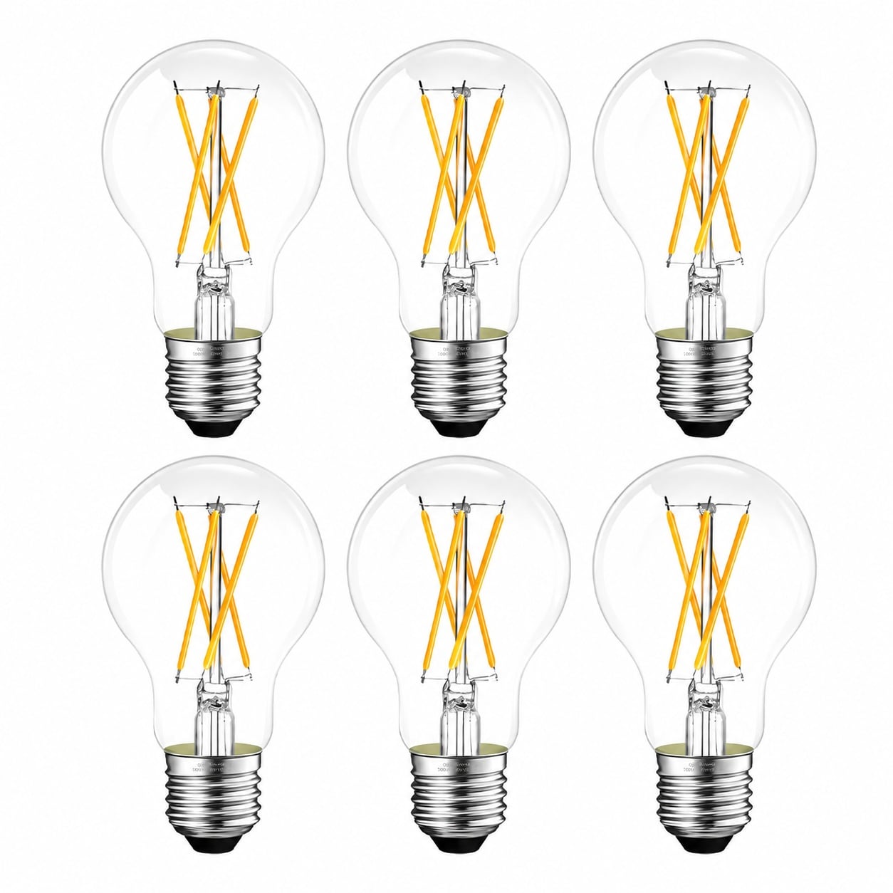 LAIFUCAM Dimmable E26 LED Bulb 6W 60 Watt Equivalent A19 2700K Soft White Clear Glass Edison Style 600 Lumens 90 Plus CRI 6 Pack #LLA0820J371